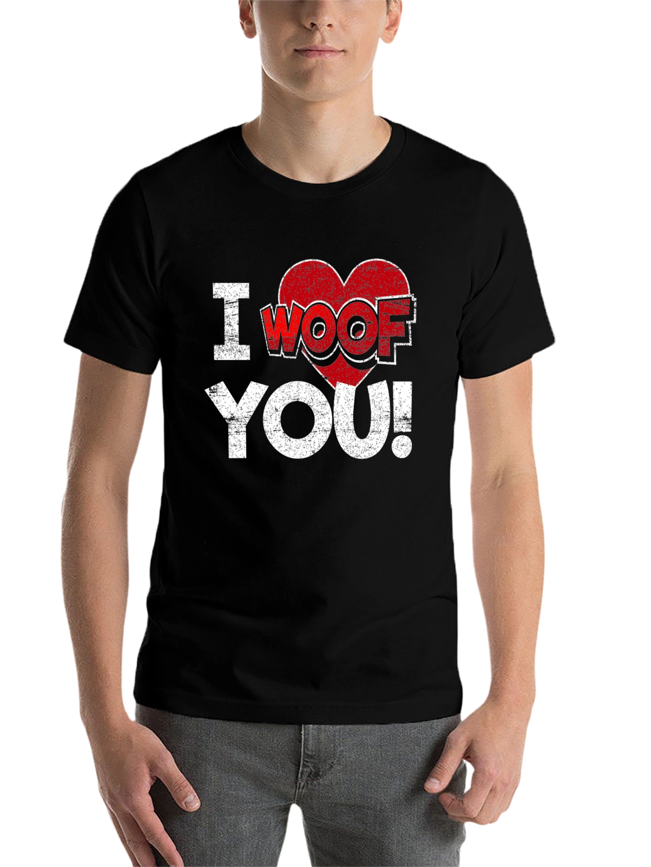 Black I Woof You T-Shirt - Funny Dog Lover Tee view 7
