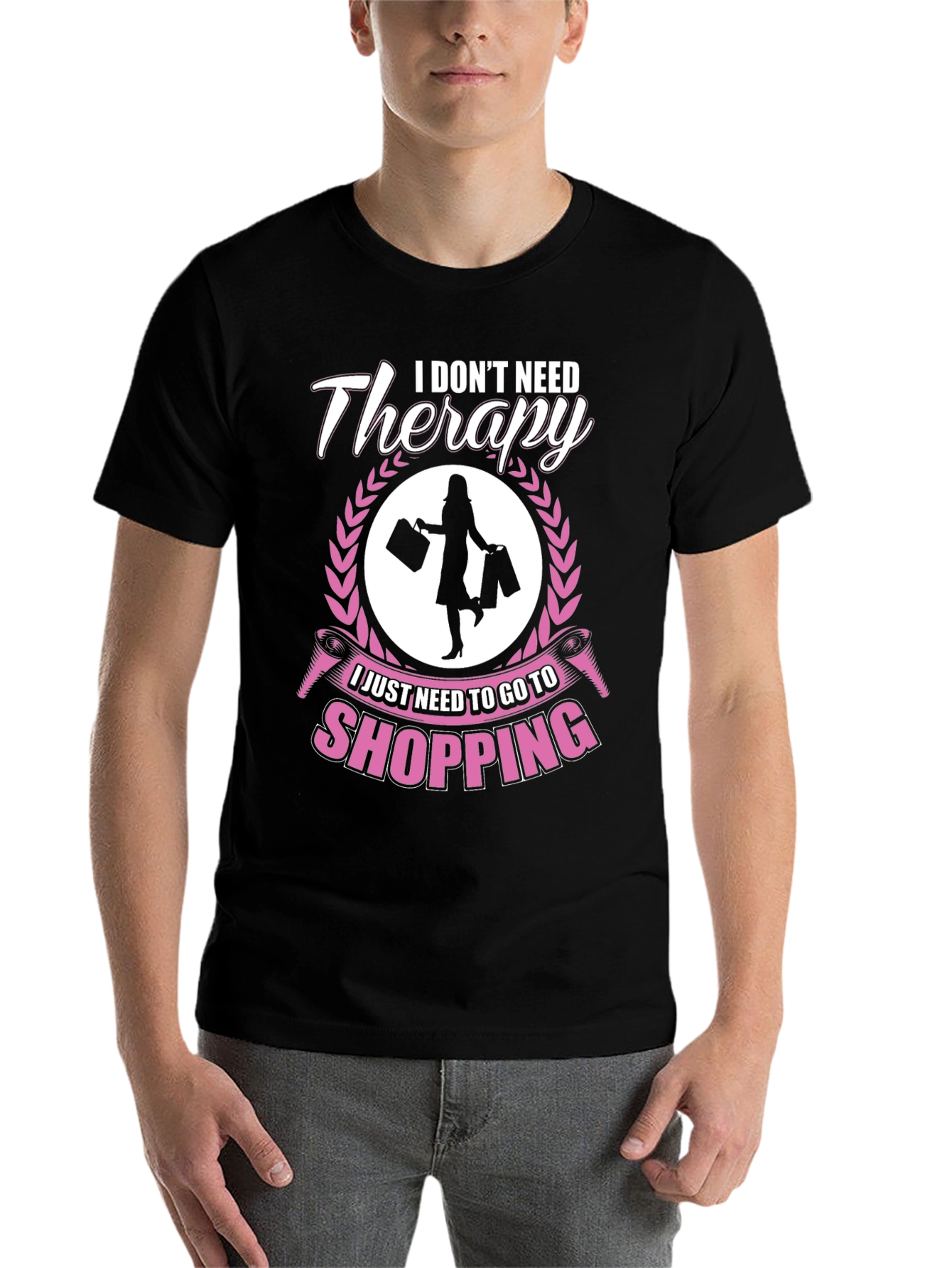Black Shopping Therapy Tee view 7