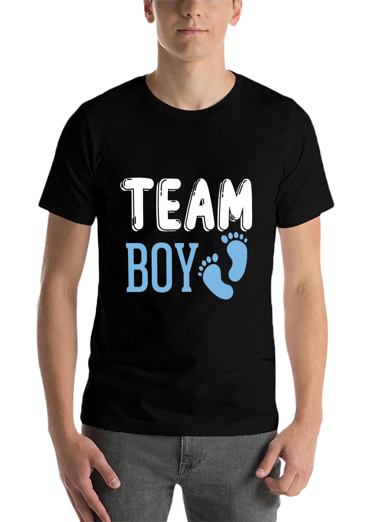 Black Team Boy Gender Reveal T-Shirt view 7