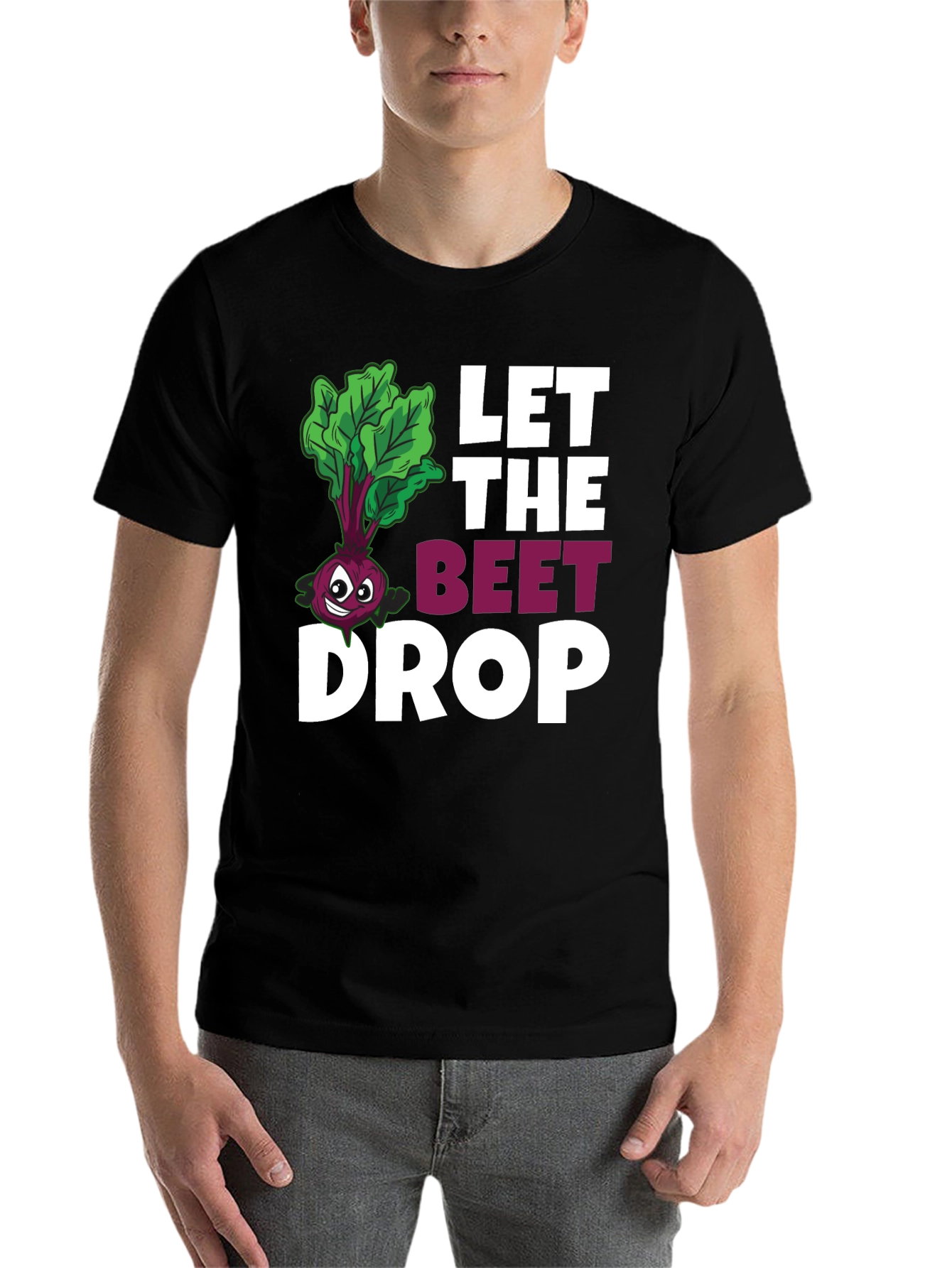 Black Let The Beet Drop Funny Graphic T-Shirt view 7