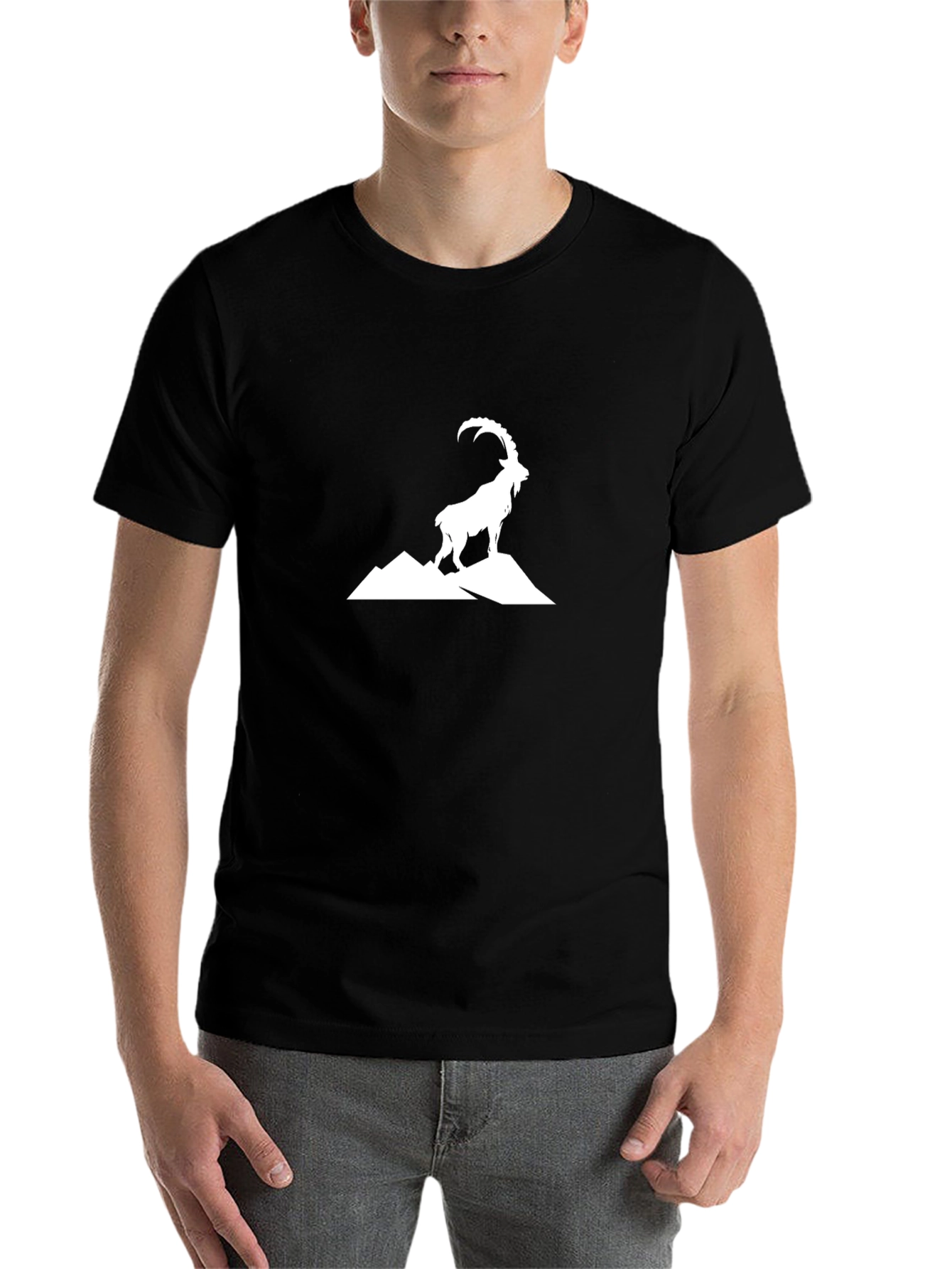 Black Mountain Goat Graphic Tee - Black Cotton T-Shirt view 7