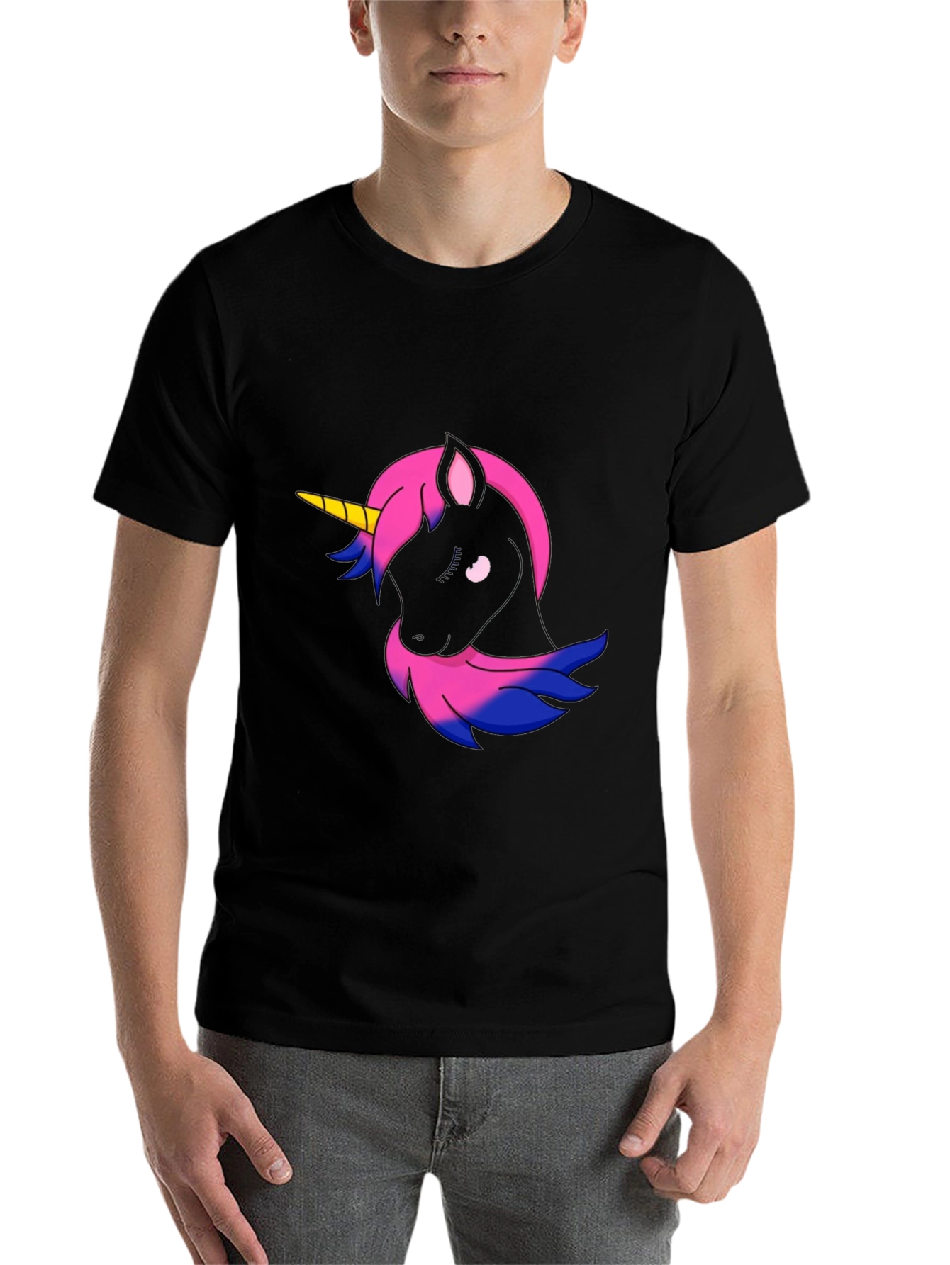 Black Bisexual Pride Unicorn Graphic Tee - Black view 7