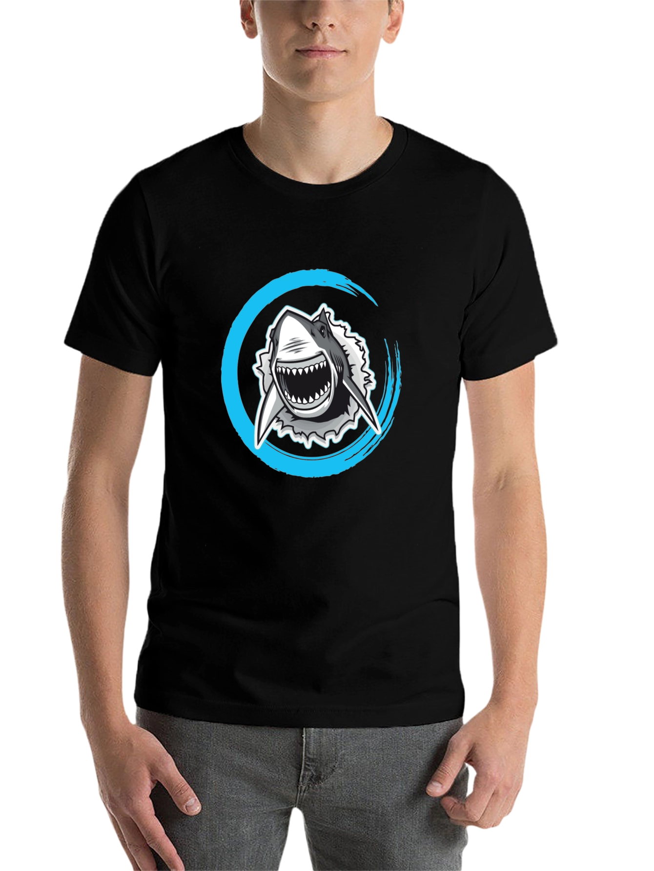 Black Shark Graphic Tee -  Circular Burst Design view 7
