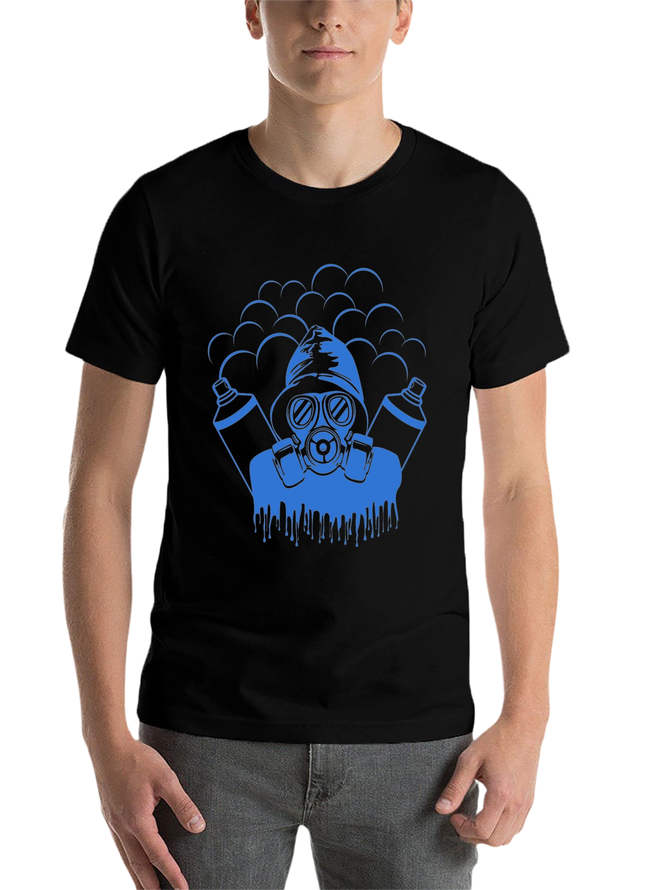 Black Cool Graphic Tee - Gas Mask Graffiti Artist view 7