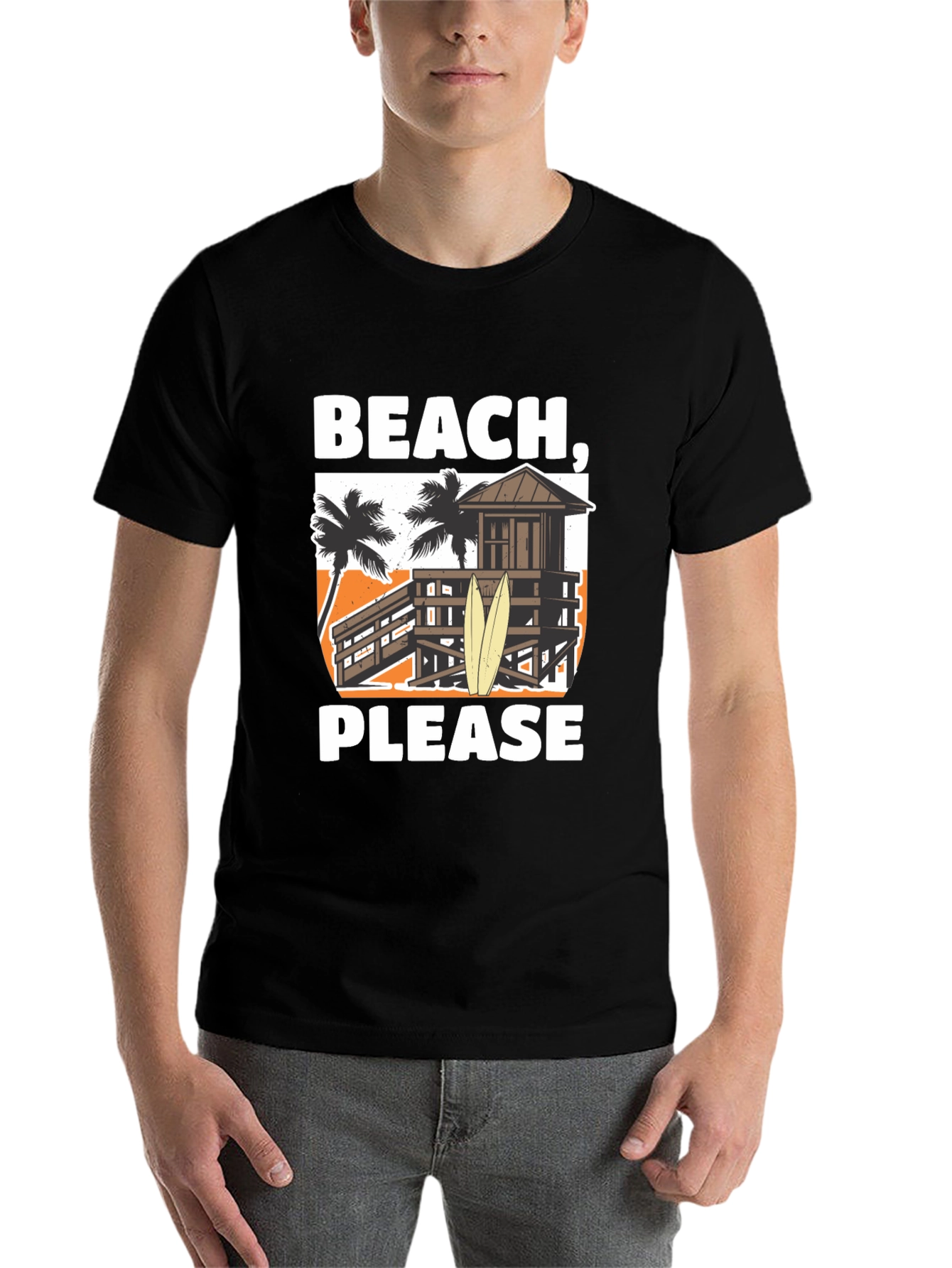 Black Beach, Please T-Shirt - Summer Vacation Apparel view 7