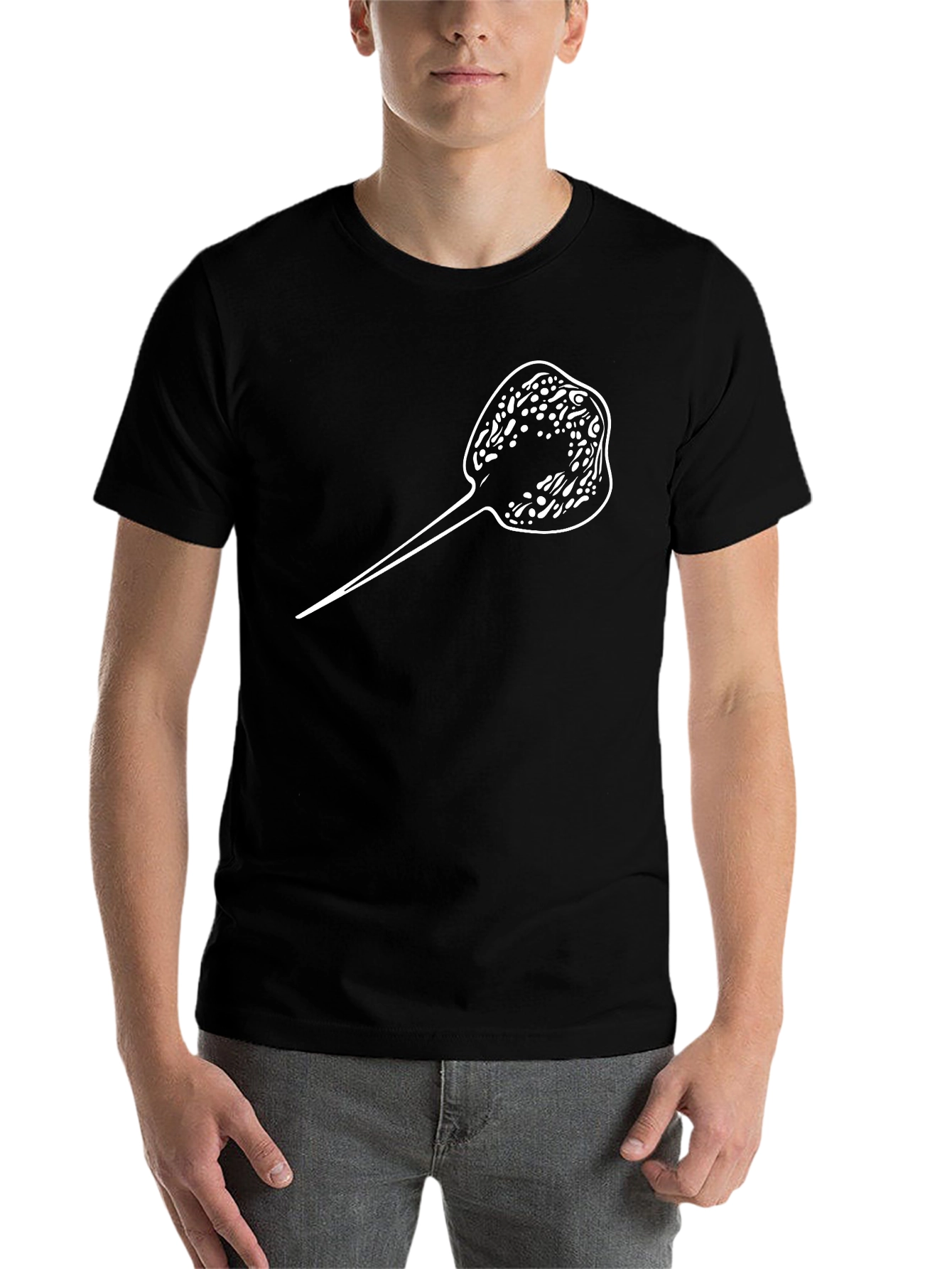 Black Stingray Graphic Tee - Black Cotton T-Shirt view 7