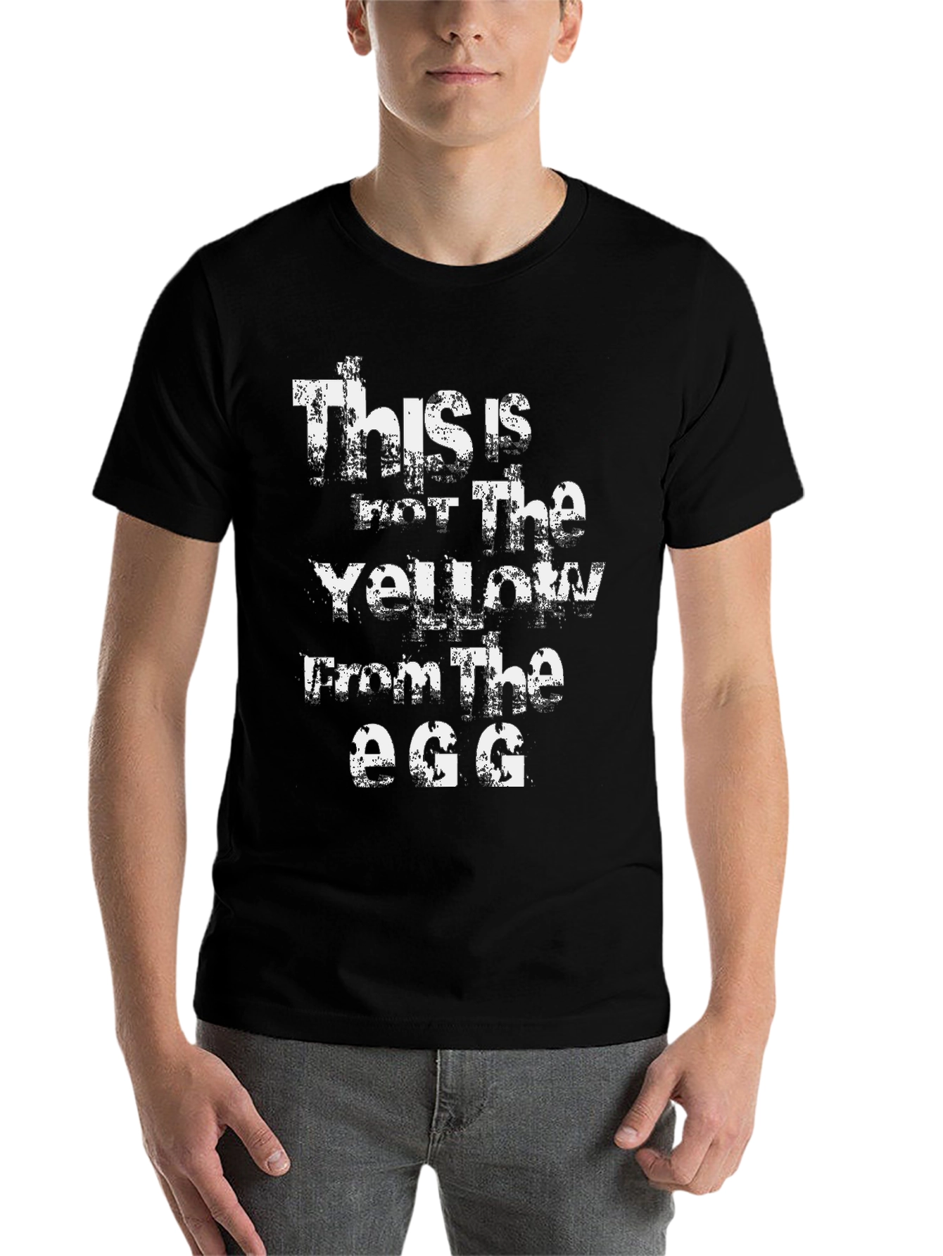 Black Funny "This is not the Yellow from the Egg" Black T-Shirt view 7
