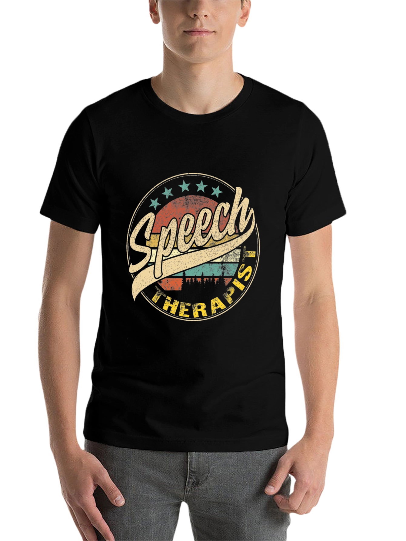 Black Speech Therapist Retro Style Graphic T-Shirt view 7
