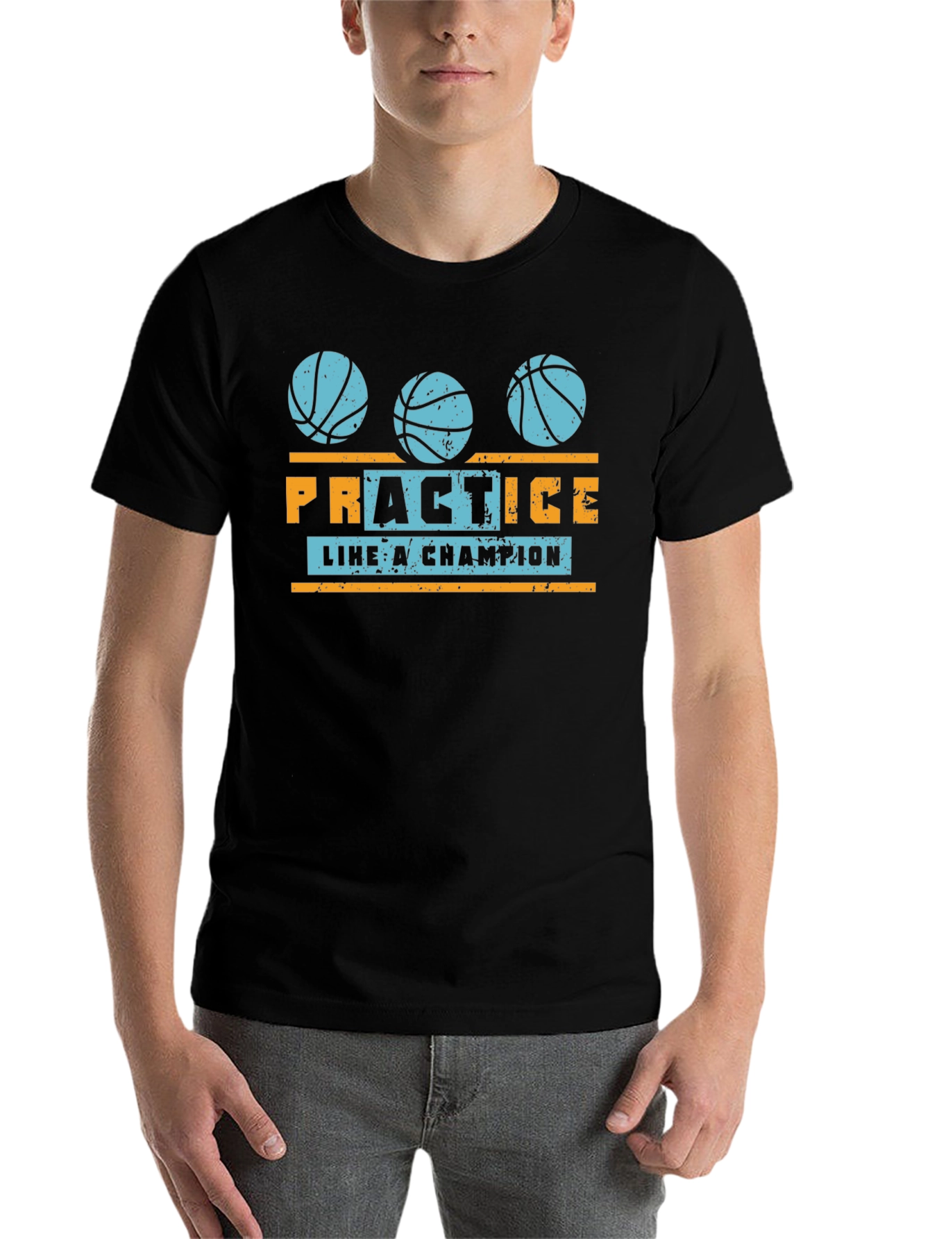 Black Basketball Practice Like a Champion Graphic T-Shirt view 7