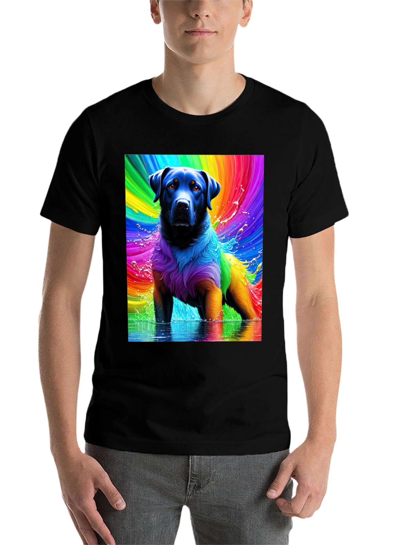 Rainbow Dog T-Shirt - Vivid Pet Art Tee - 7
