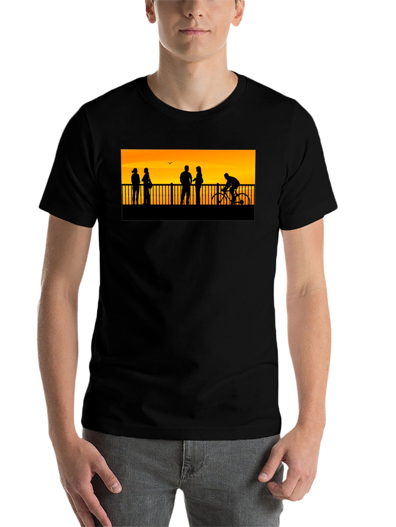 Black Sunset Silhouette Graphic T-Shirt view 7