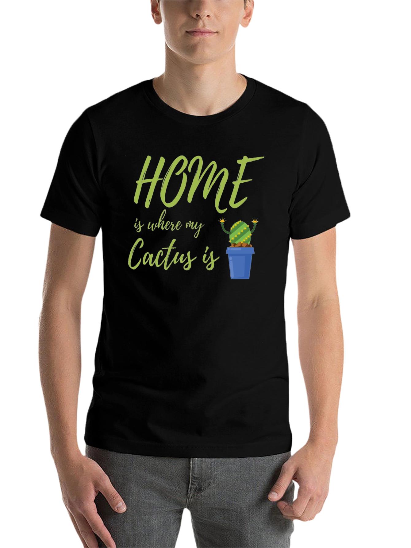 Black Home Is Where My Cactus Is T-Shirt view 7