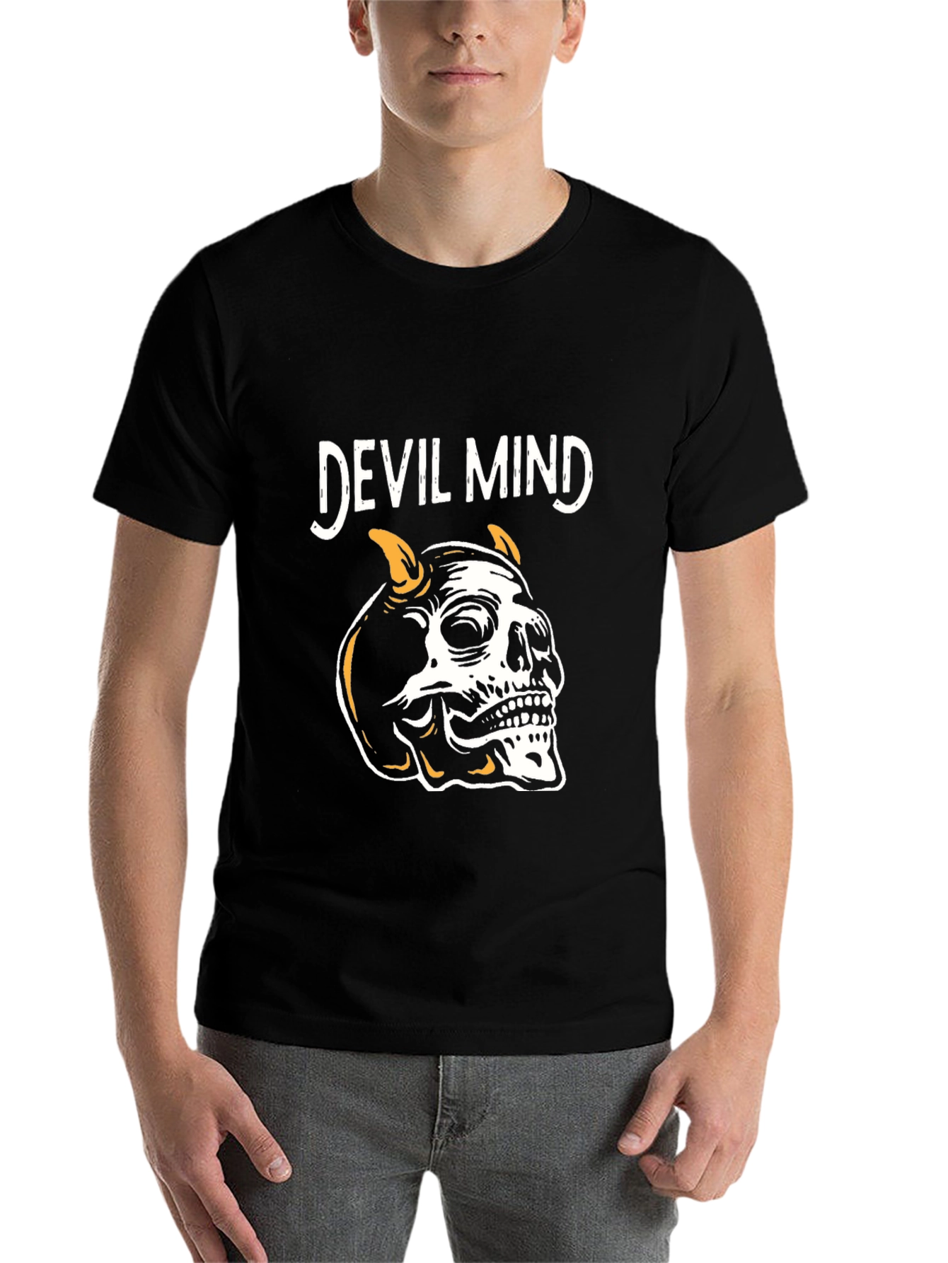 Black Devil Mind Skull Graphic T-Shirt - Mens view 7