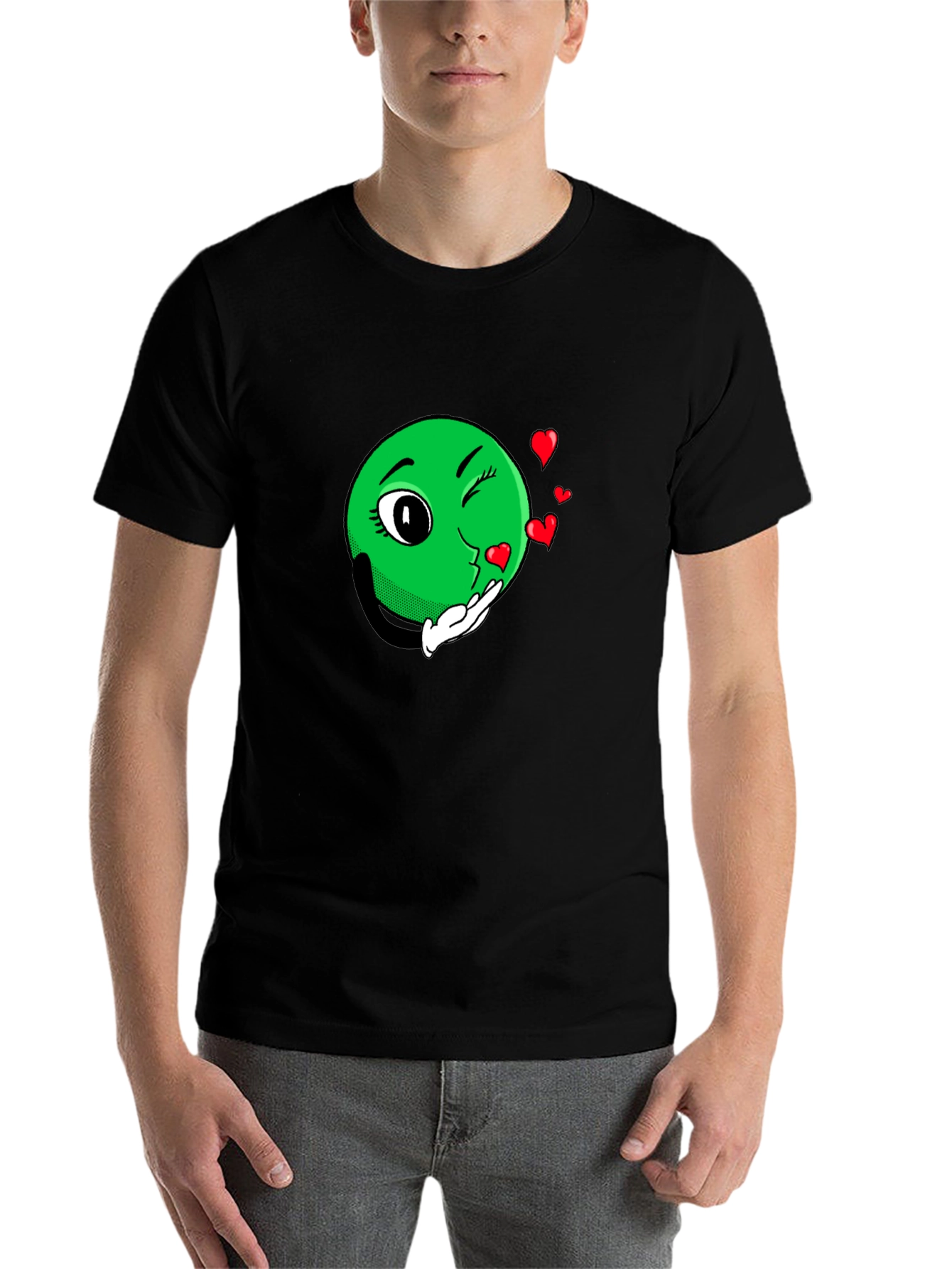 Black Emoji Love Black T-Shirt view 7