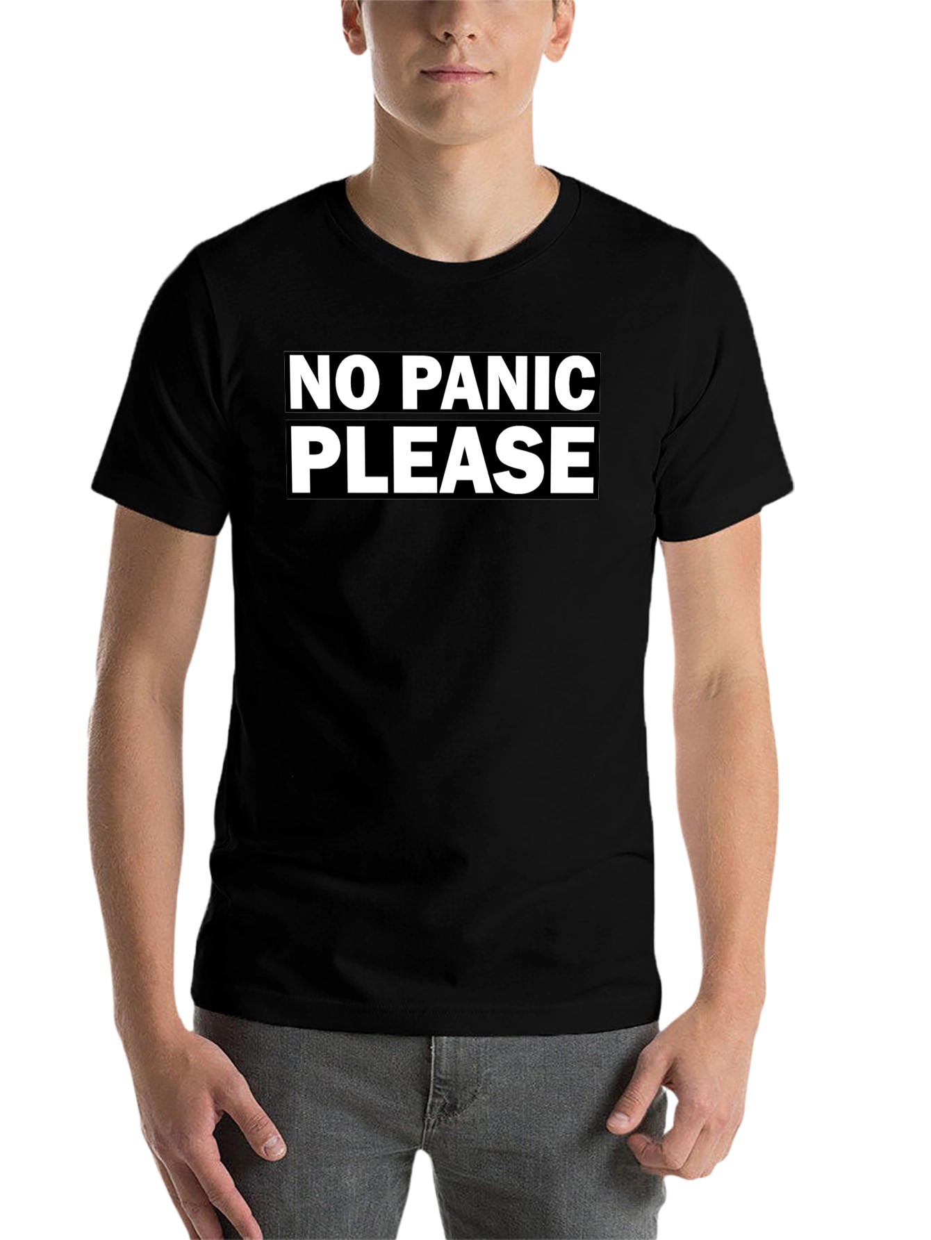 Black No Panic Please Graphic T-Shirt - Casual Cotton Tee view 7