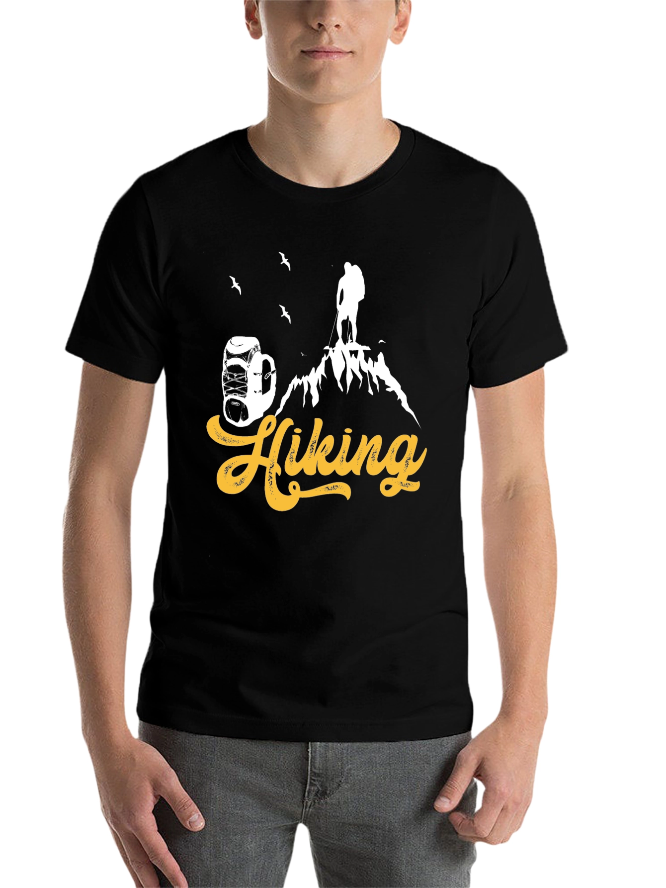 Black Hiking Adventure T-Shirt - Black Cotton Tee view 7