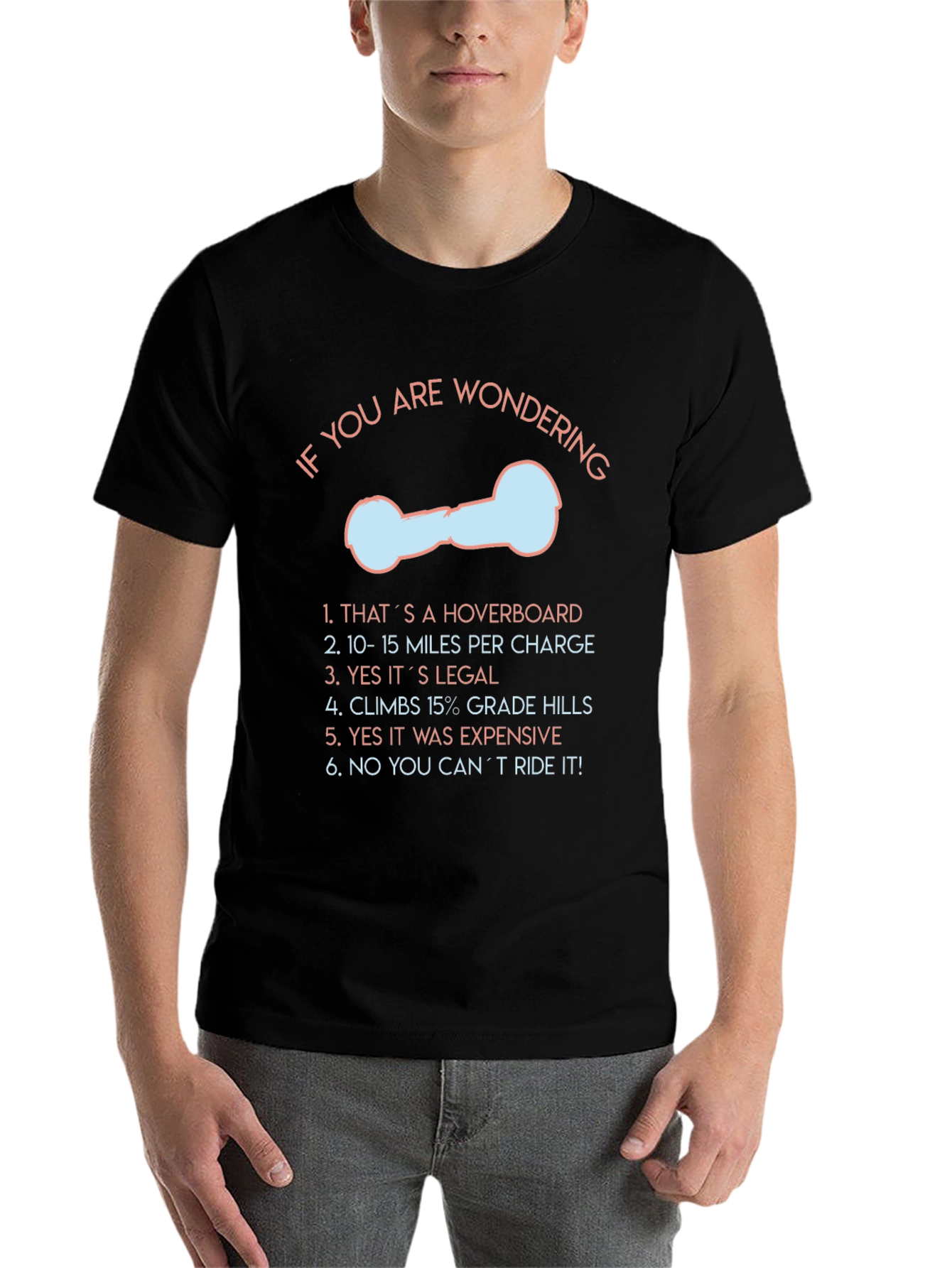 Black Funny Hoverboard T-Shirt view 7
