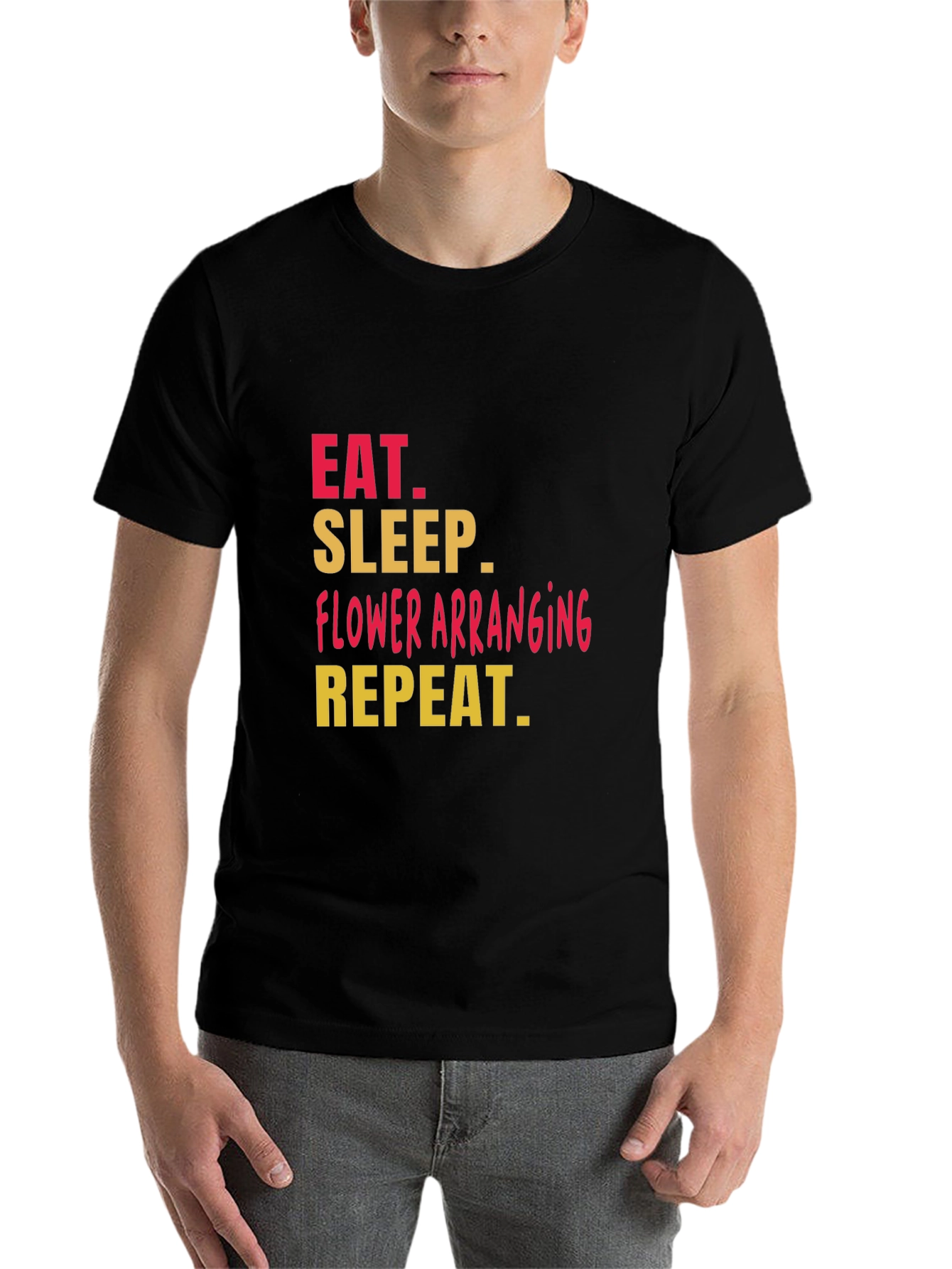 Black Eat Sleep Flower Arranging T-Shirt view 7