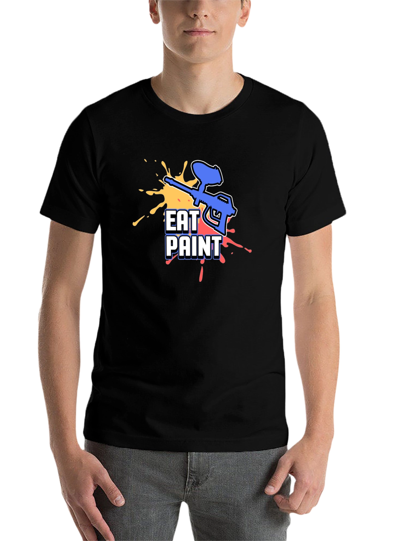 Black Eat Paint T-Shirt - Paintball Design view 7
