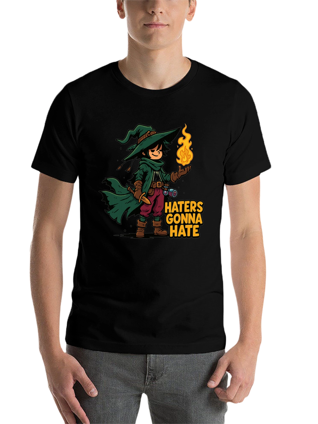 Black Haters Gonna Hate Wizard Cartoon T-Shirt view 7