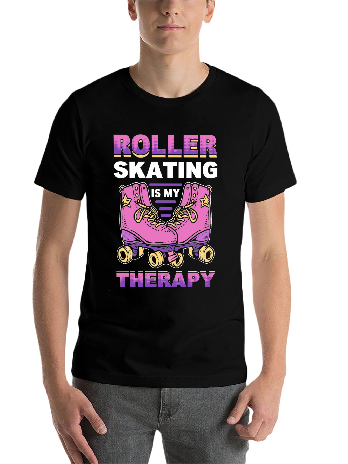 Black Roller Skating is My Therapy T-Shirt view 7