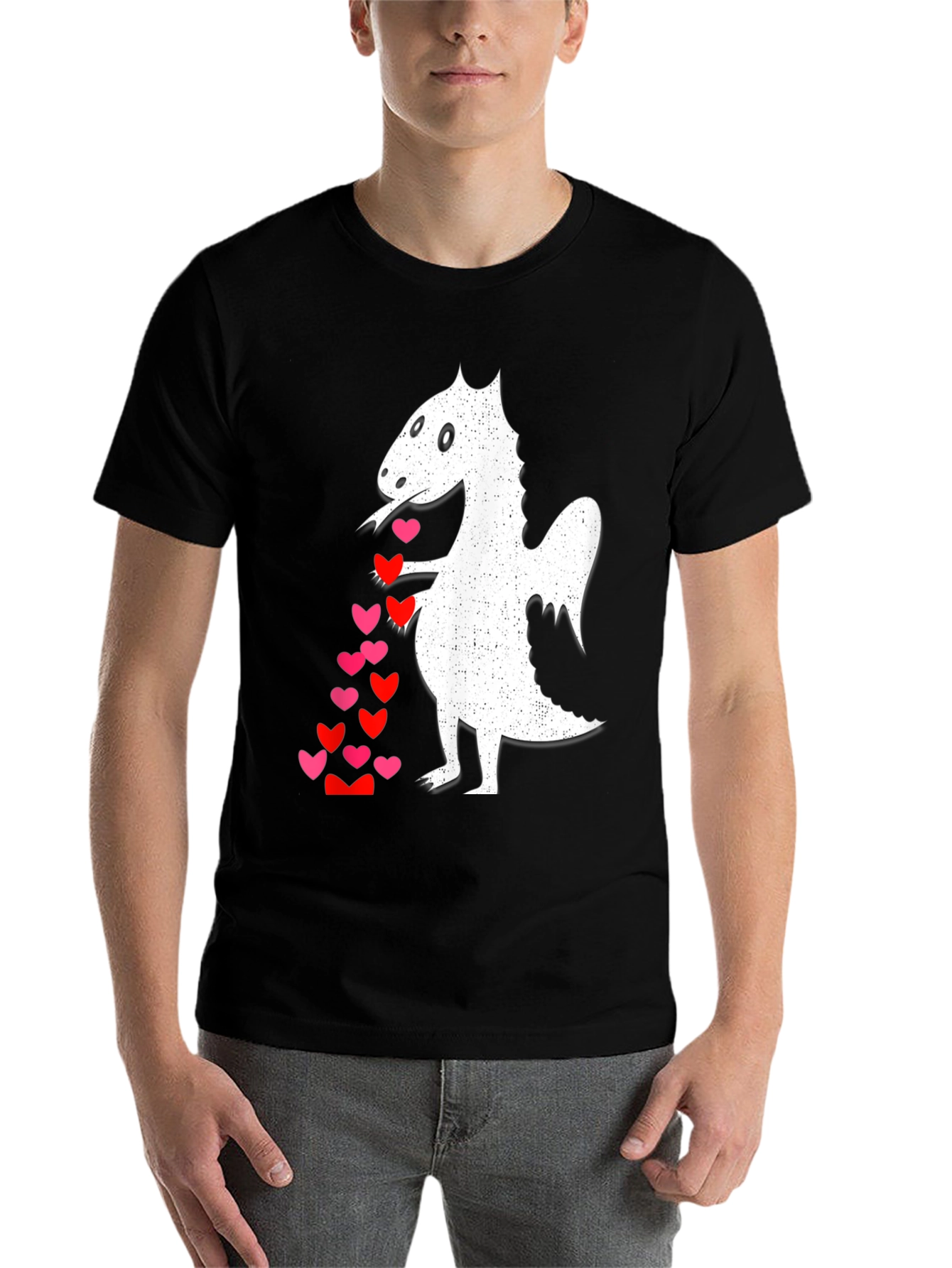 Black Dragon Love T-Shirt - Whimsical Heart Design view 7