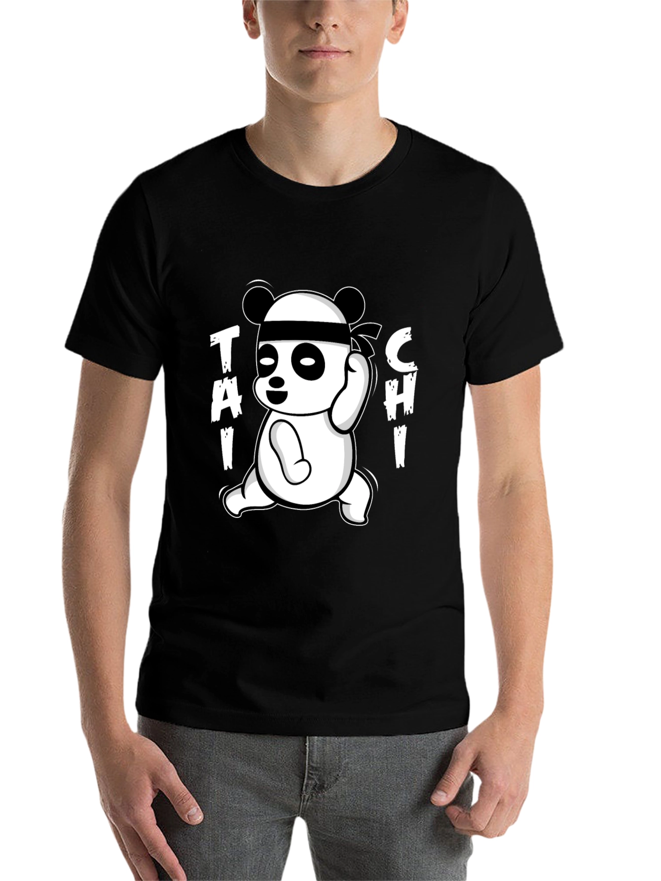 Black Tai Chi Panda Black T-Shirt view 7
