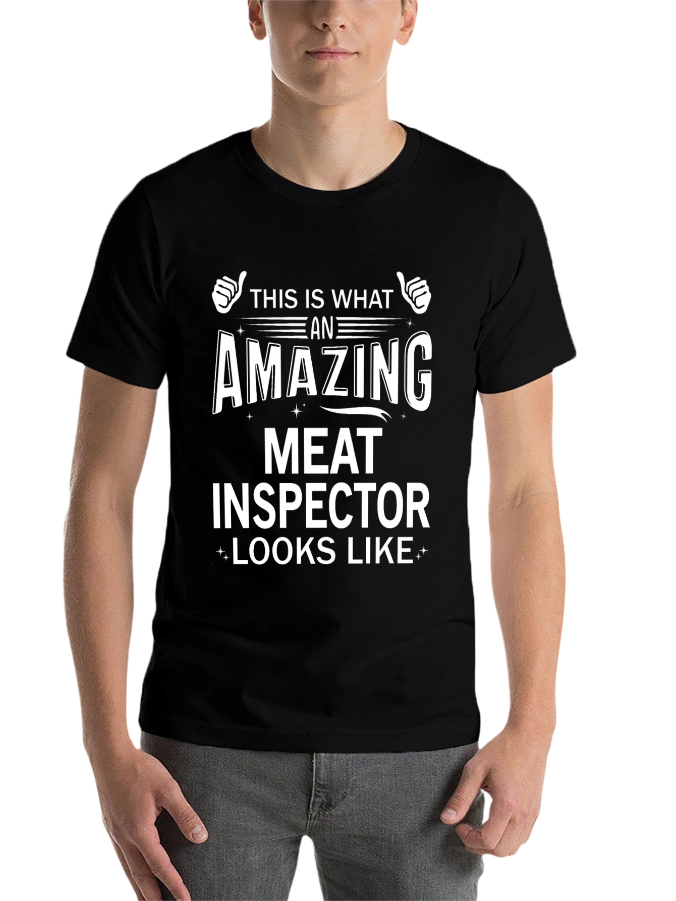 Black Amazing Meat Inspector T-Shirt - Funny Job Pride Tee view 7