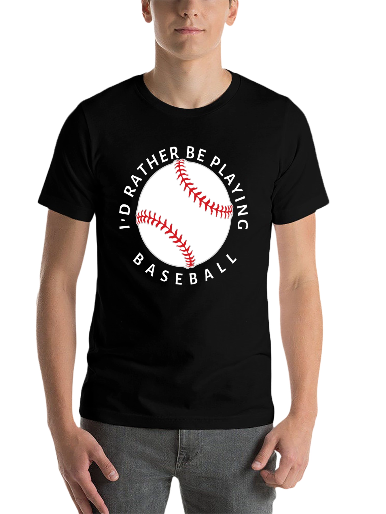 Black I'd Rather Be Playing Baseball Black Tee view 7