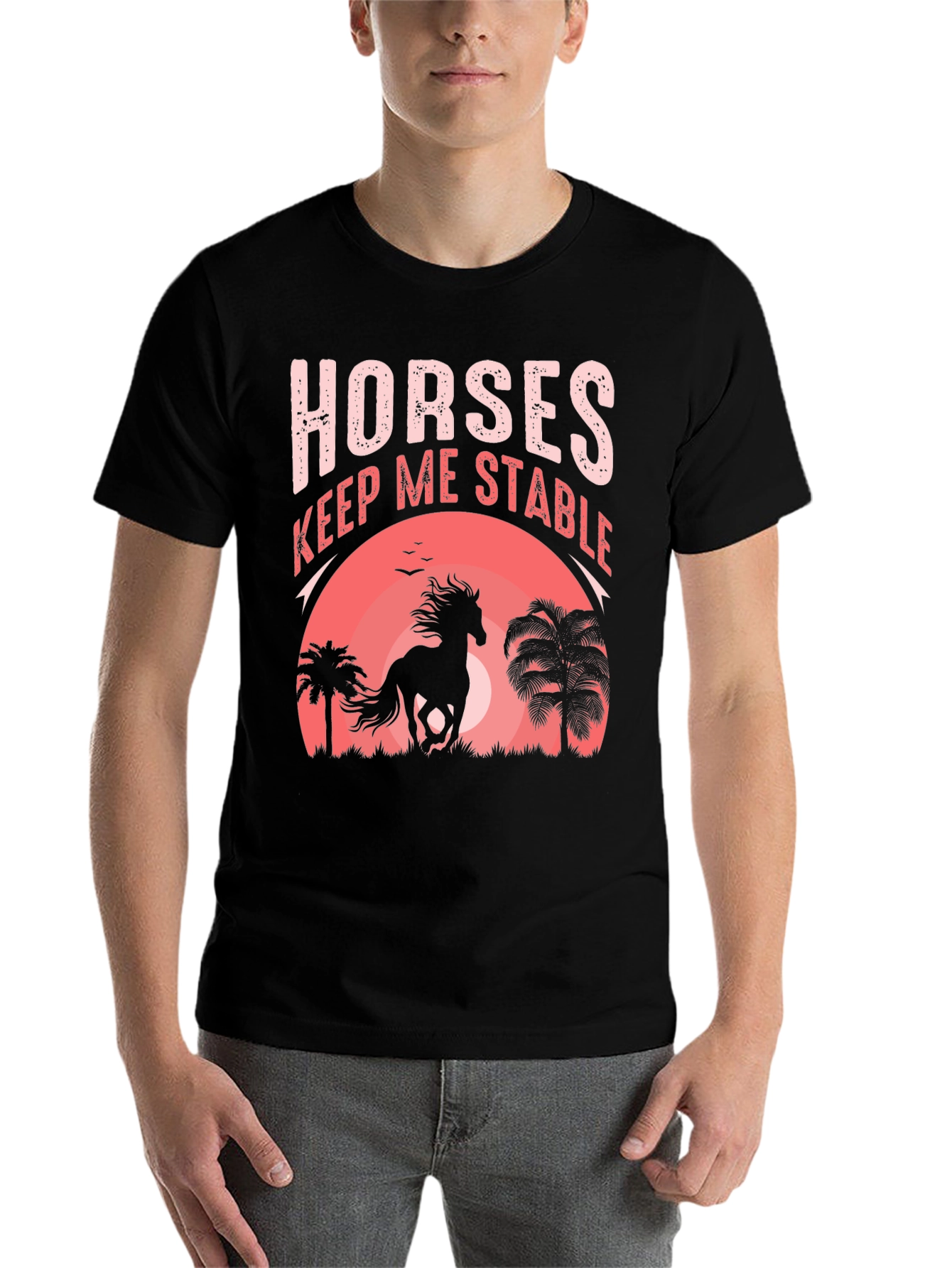 Black Horses Keep Me Stable Graphic Tee view 7
