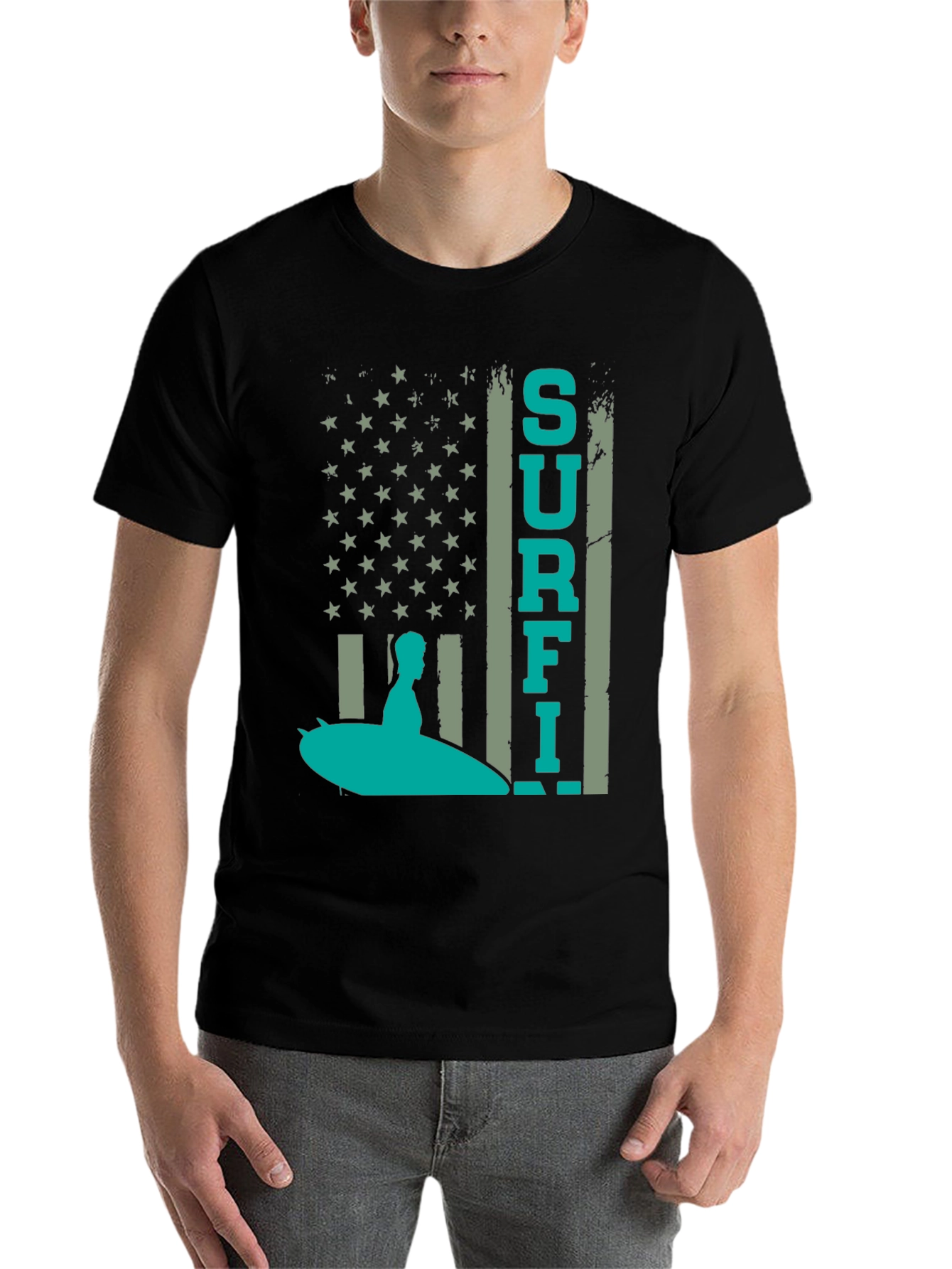 Black Surf American Flag T-Shirt view 7