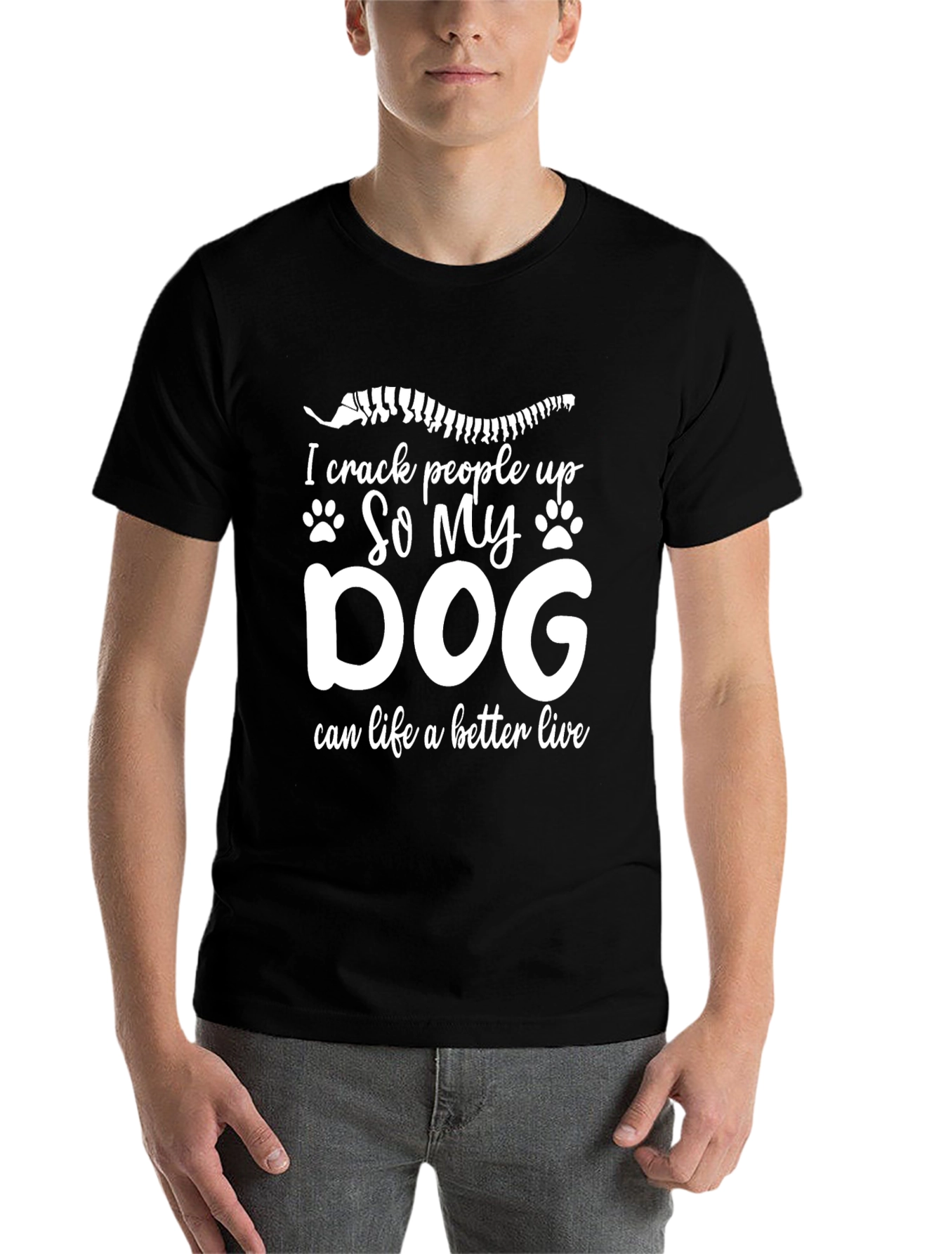 Black I Crack People Up Dog T-Shirt Funny Chiropractic Tee view 7