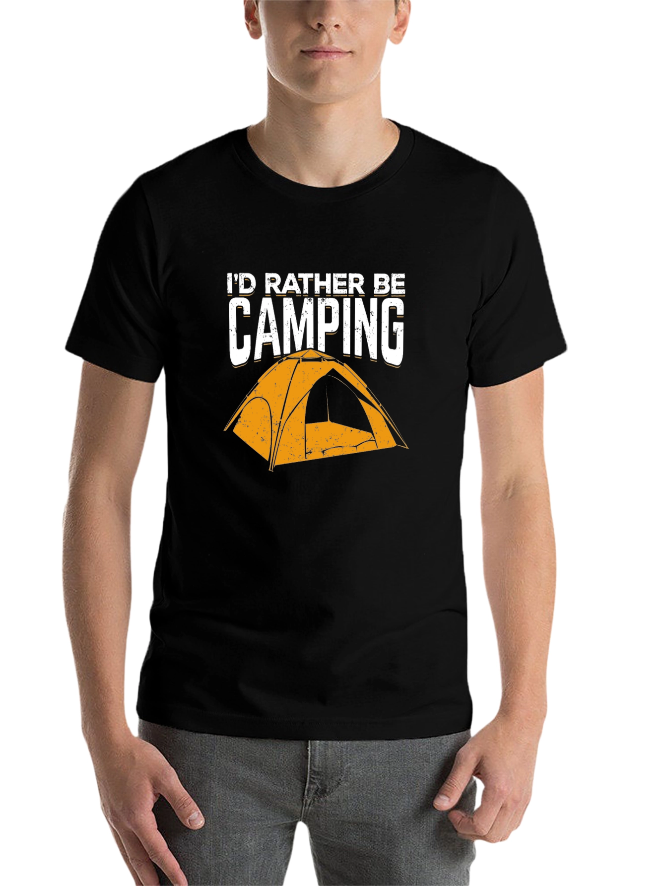 Black I'd Rather Be Camping Graphic T-Shirt view 7