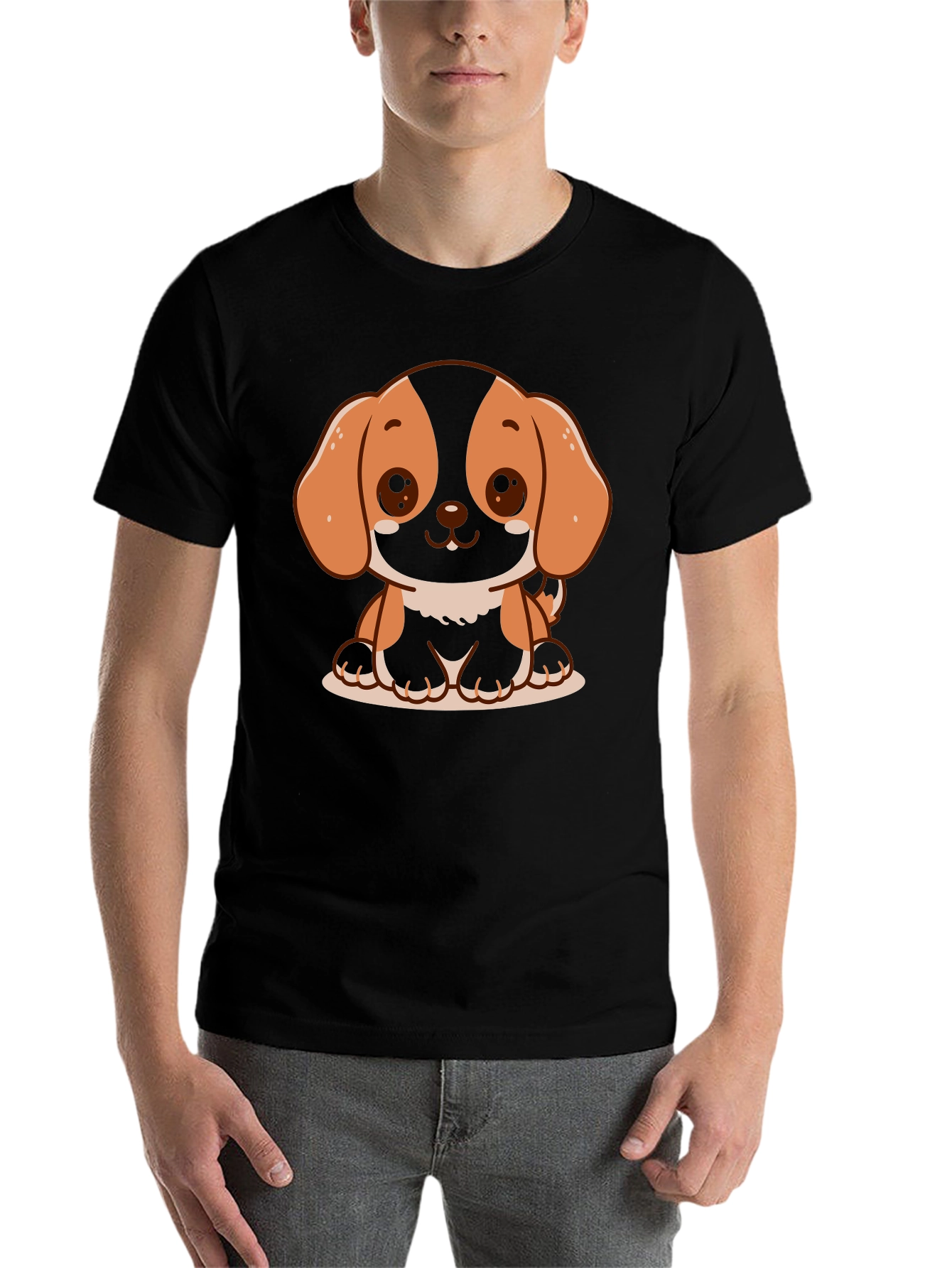 Black Cute Dog Graphic T-Shirt - Black view 7
