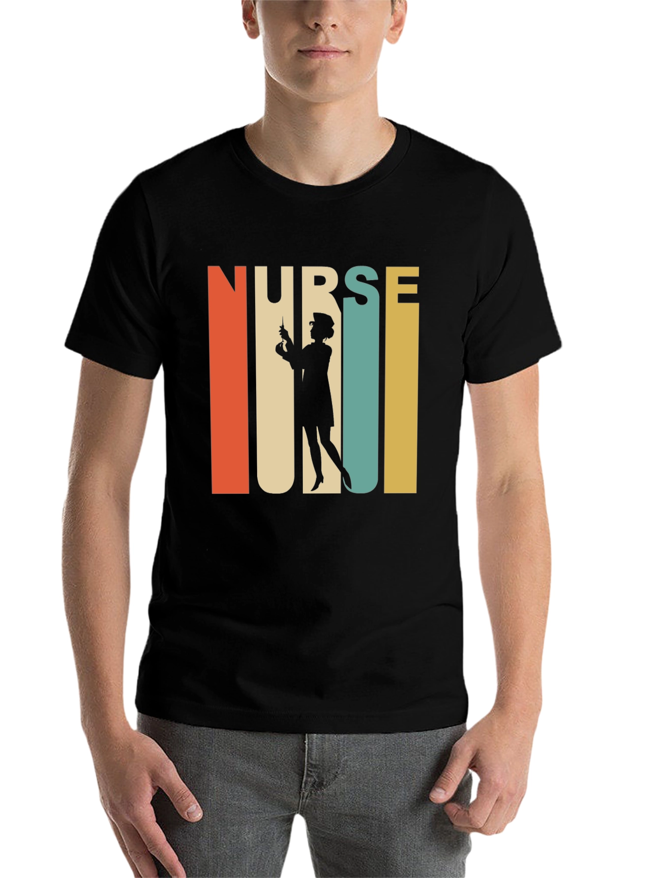 Black Retro Nurse Graphic T-Shirt - Vintage Style Tee view 7