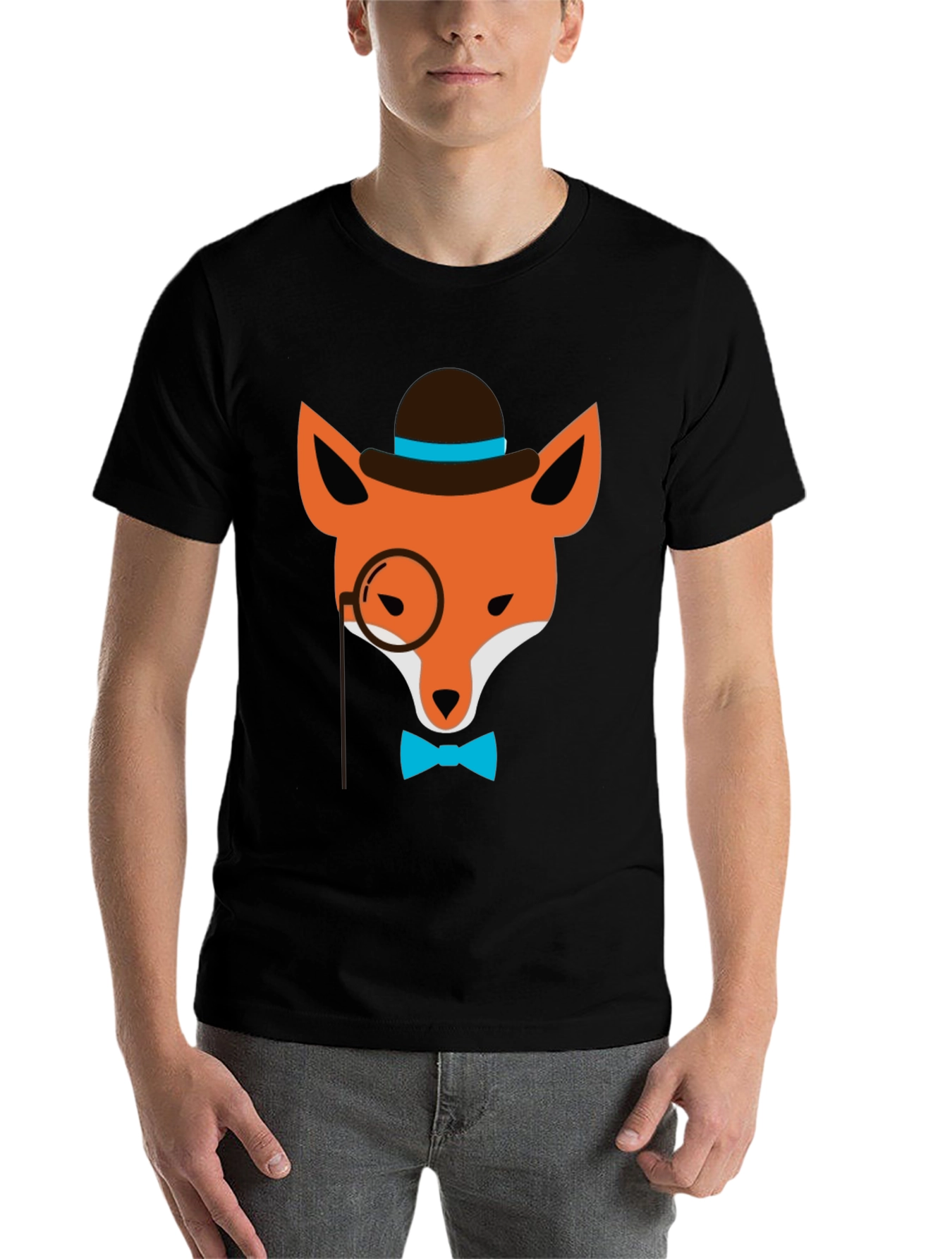 Black Dapper Fox Graphic Tee - Stylish Animal Print view 7