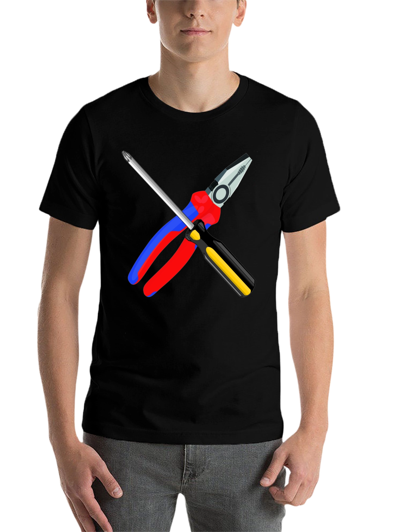 Electrician's Tool T-Shirt: Pliers & Screwdriver Graphic - 7
