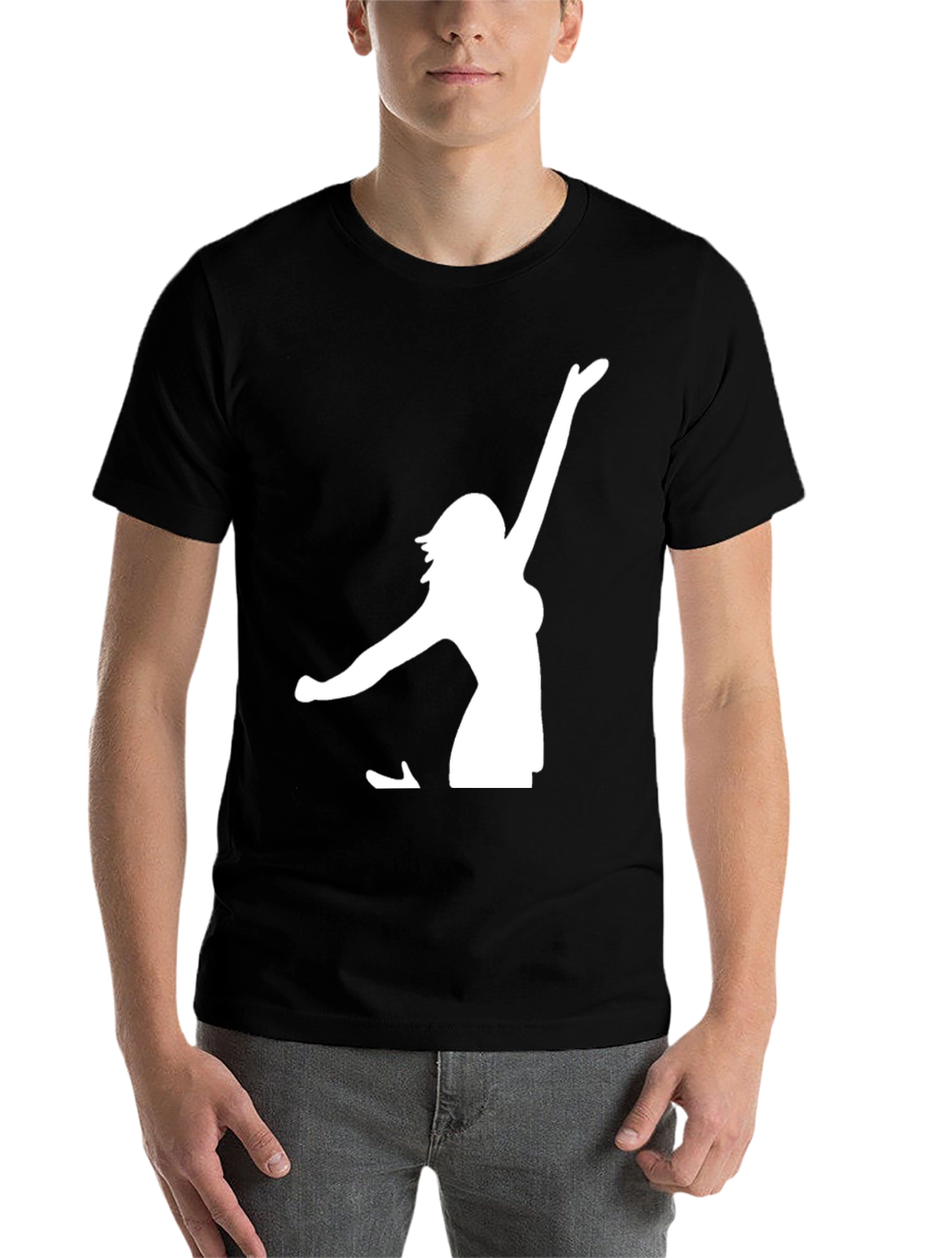 Black T-Shirt with White Woman Silhouette Graphic - 7