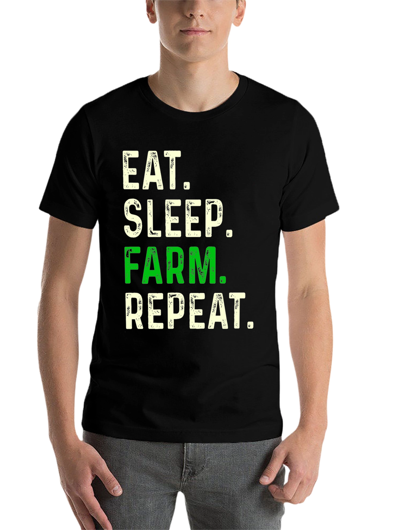 Black Eat Sleep Farm Repeat Graphic Tee view 7
