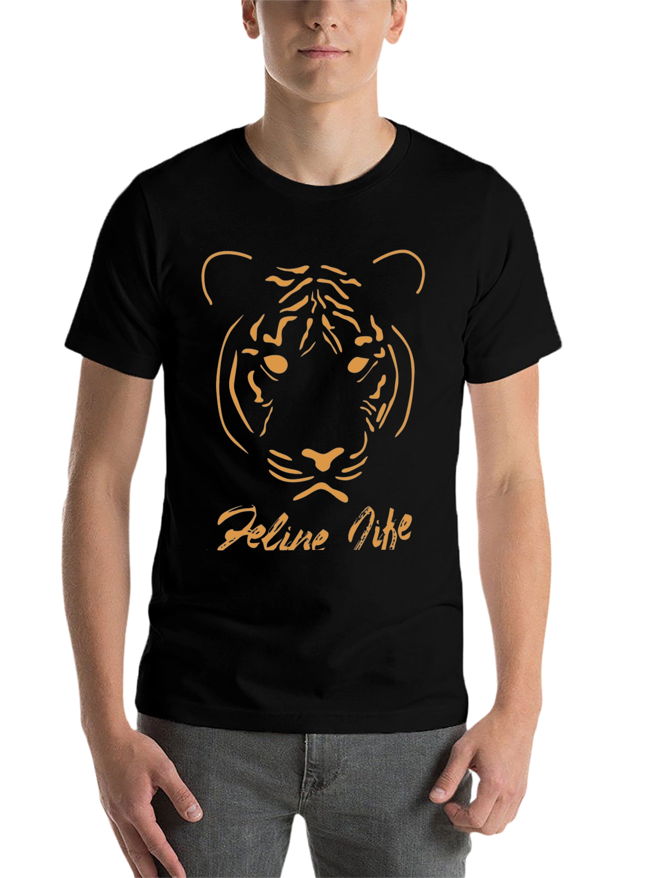 Black Feline Nine Graphic Tee - Black Tiger Design view 7