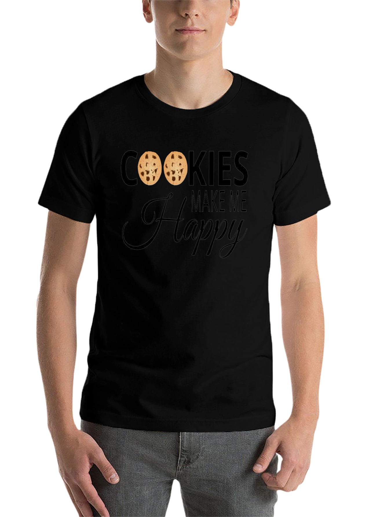 Black Cookies Make Me Happy T-Shirt - Cute Cookie Lover Tee view 7