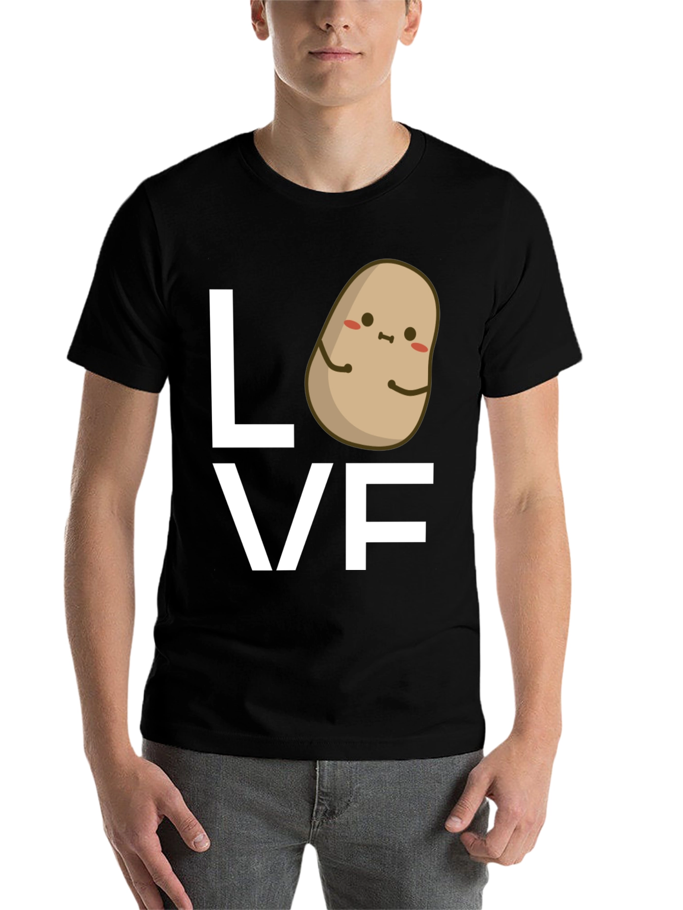 Black Potato Love Graphic Tee - Black Cotton T-Shirt view 7