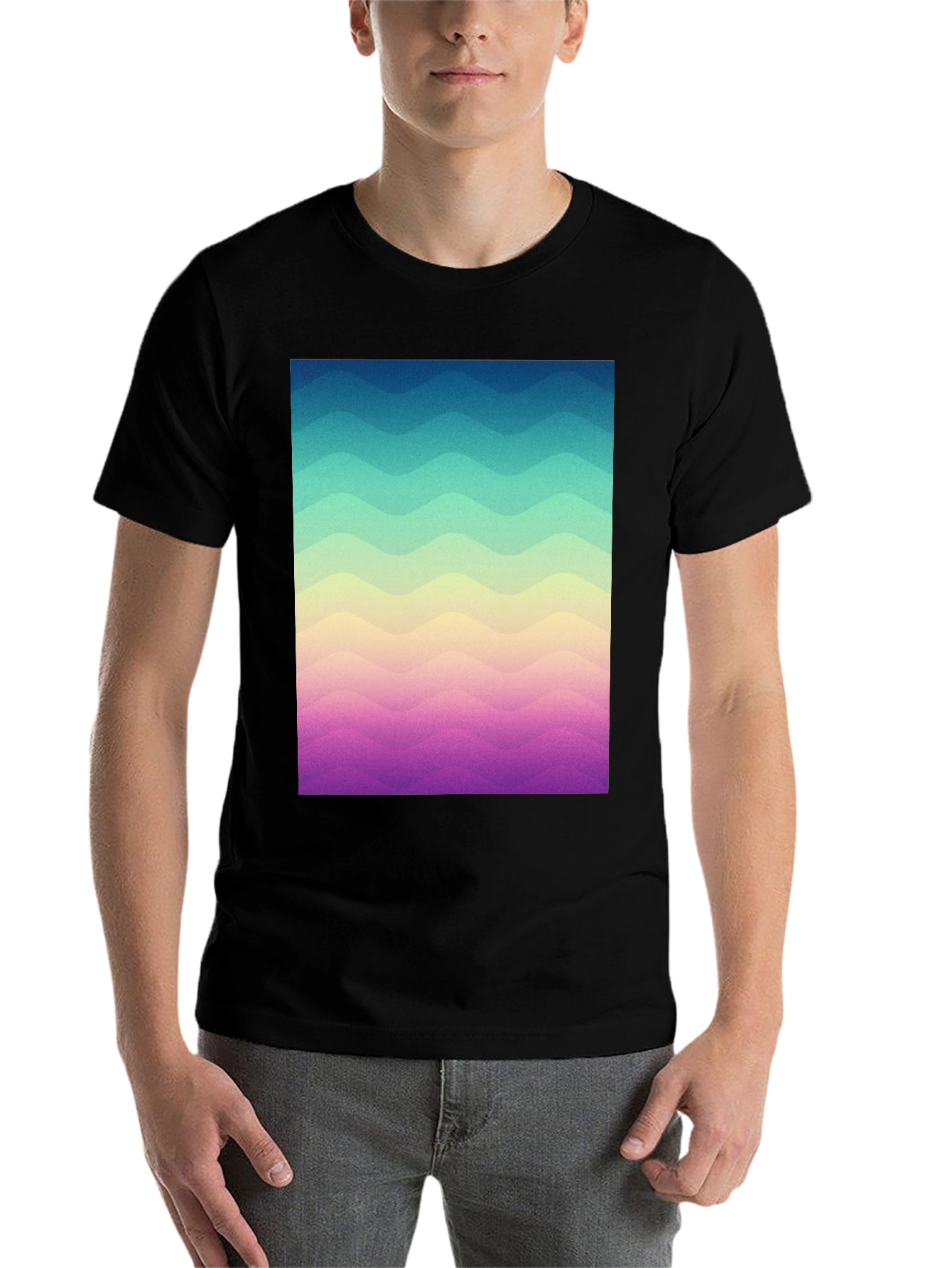 Black Wavy Gradient T-Shirt - Casual Comfort view 7