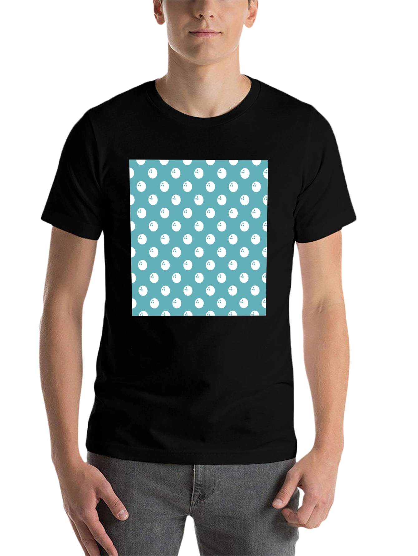 Black Bowling Ball Pattern T-Shirt view 7