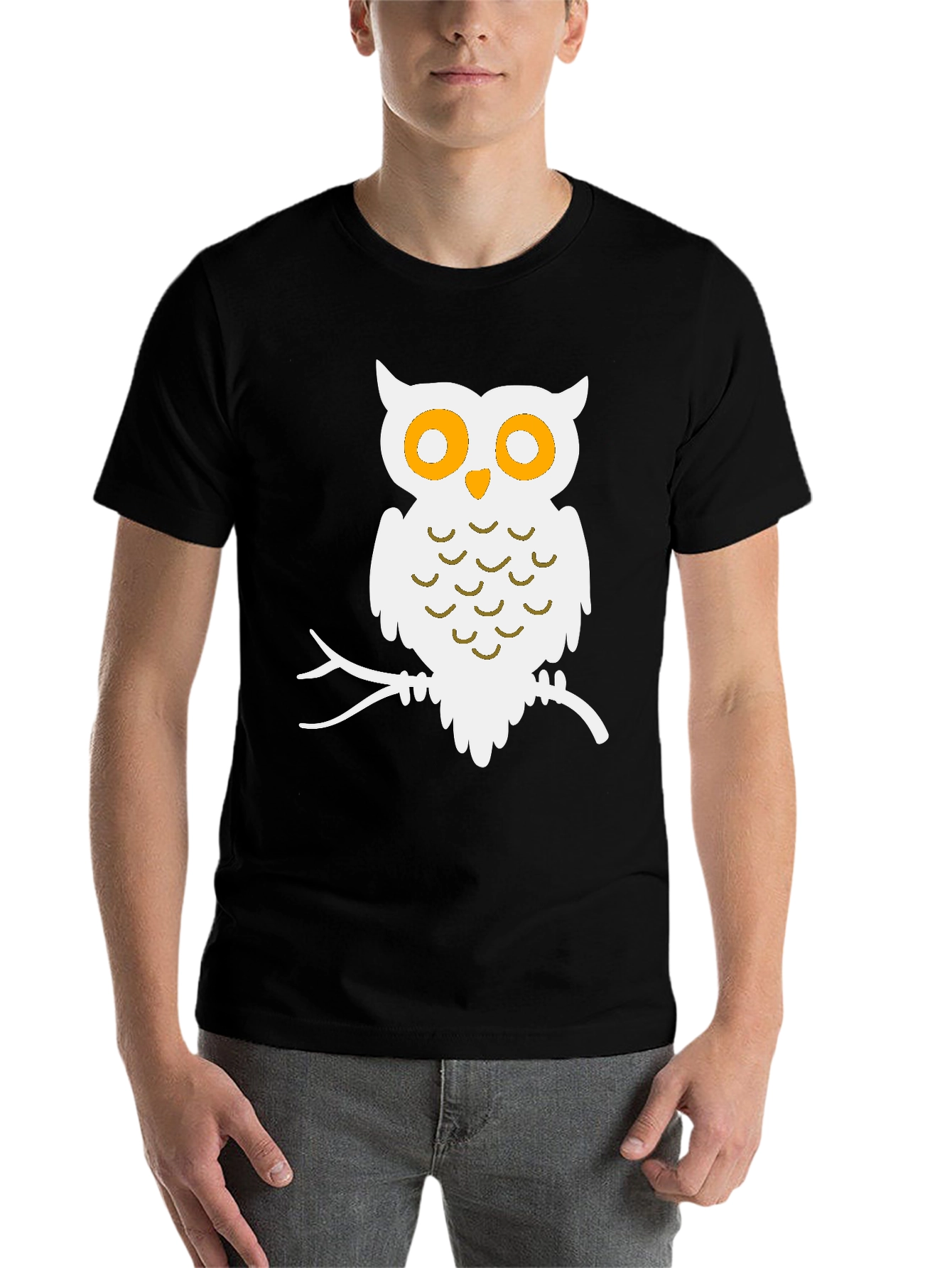 Black Owl Graphic Print Black T-Shirt view 7