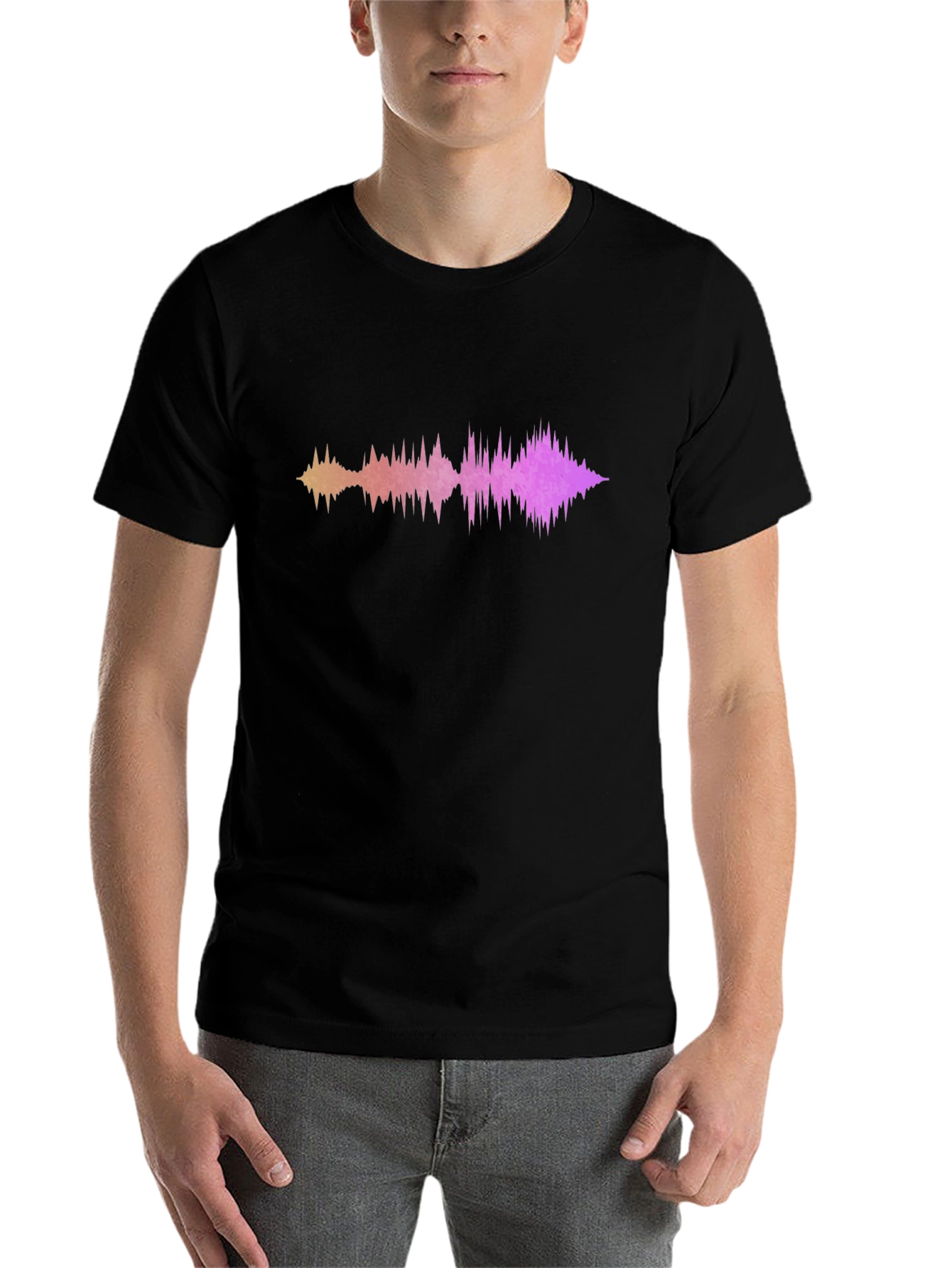 Black Sound Wave Graphic Tee - Modern Black T-Shirt view 7