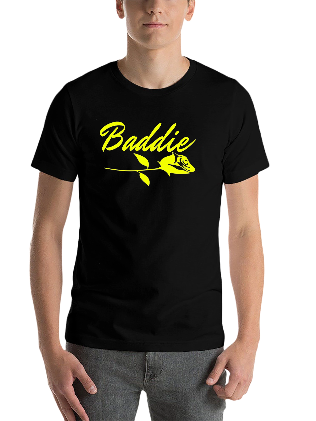Black Baddie Rose Graphic Tee - Black Cotton T-Shirt view 7