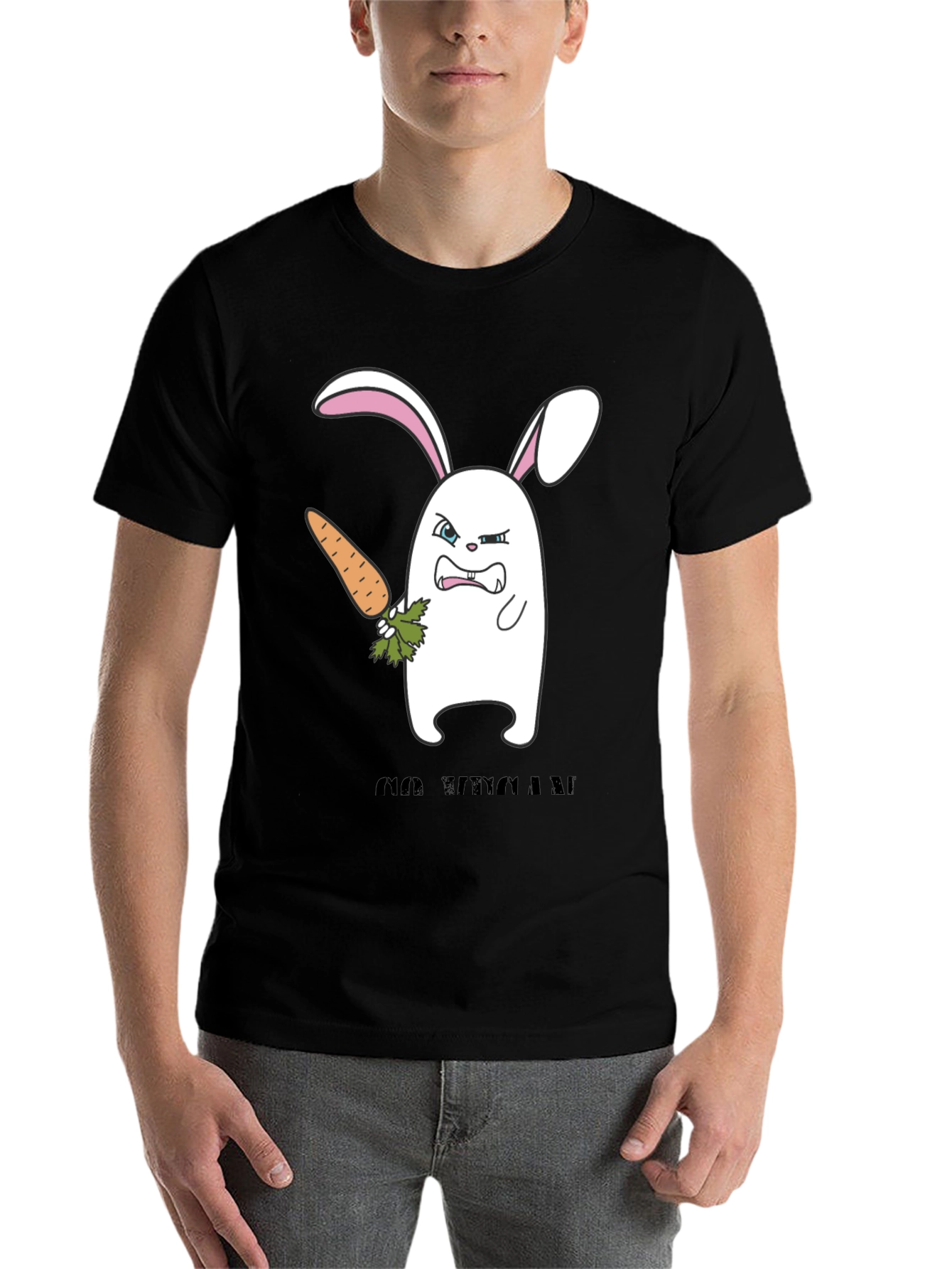 Black Angry Bunny Graphic T-Shirt -  Cute and Edgy Design view 7