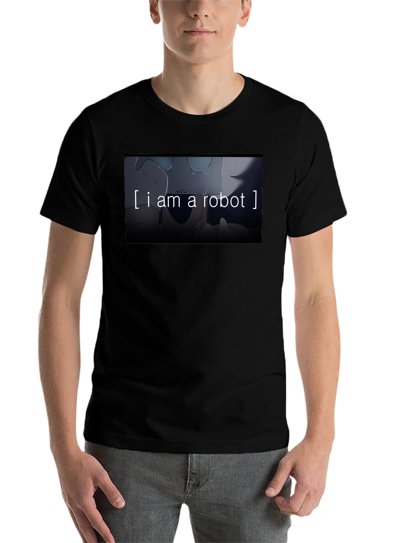 Black I am a Robot T-Shirt - Black Crew Neck Graphic Tee view 7