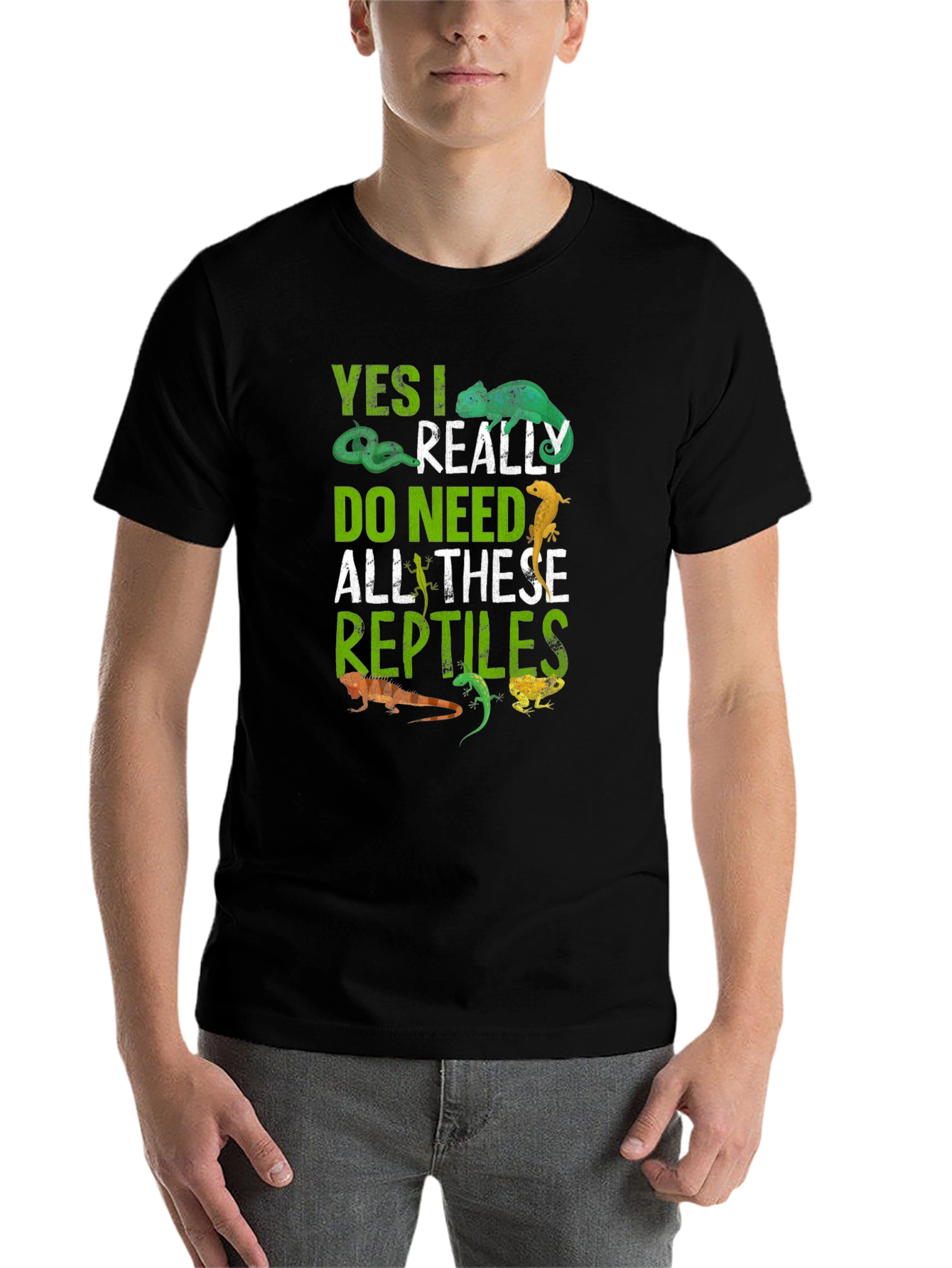 Black Reptile Lover T-Shirt - Yes I Really Do Need All These Reptiles view 7